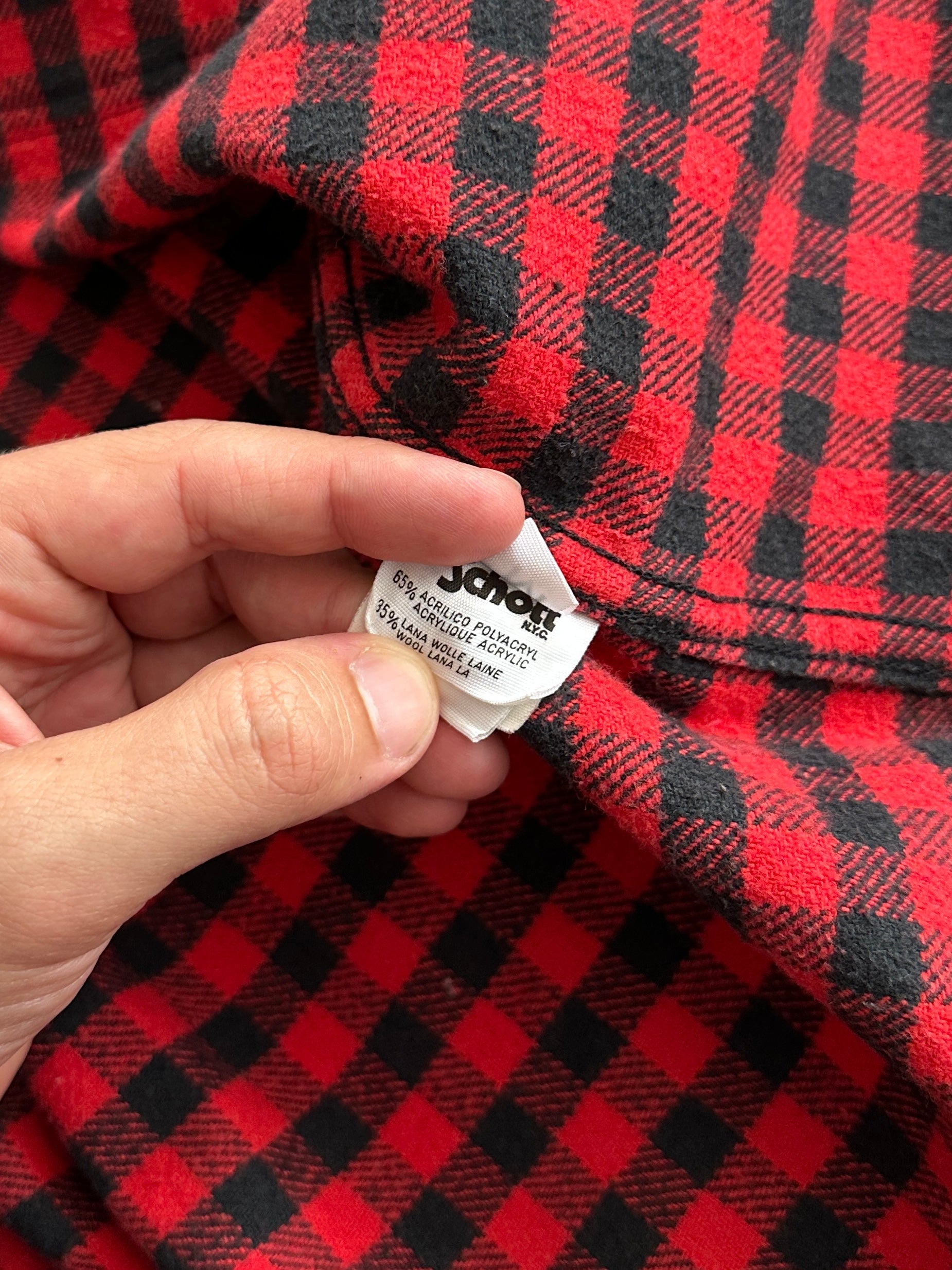 Schott NYC Heavyweight Plaid Zip Up Overshirt (M)