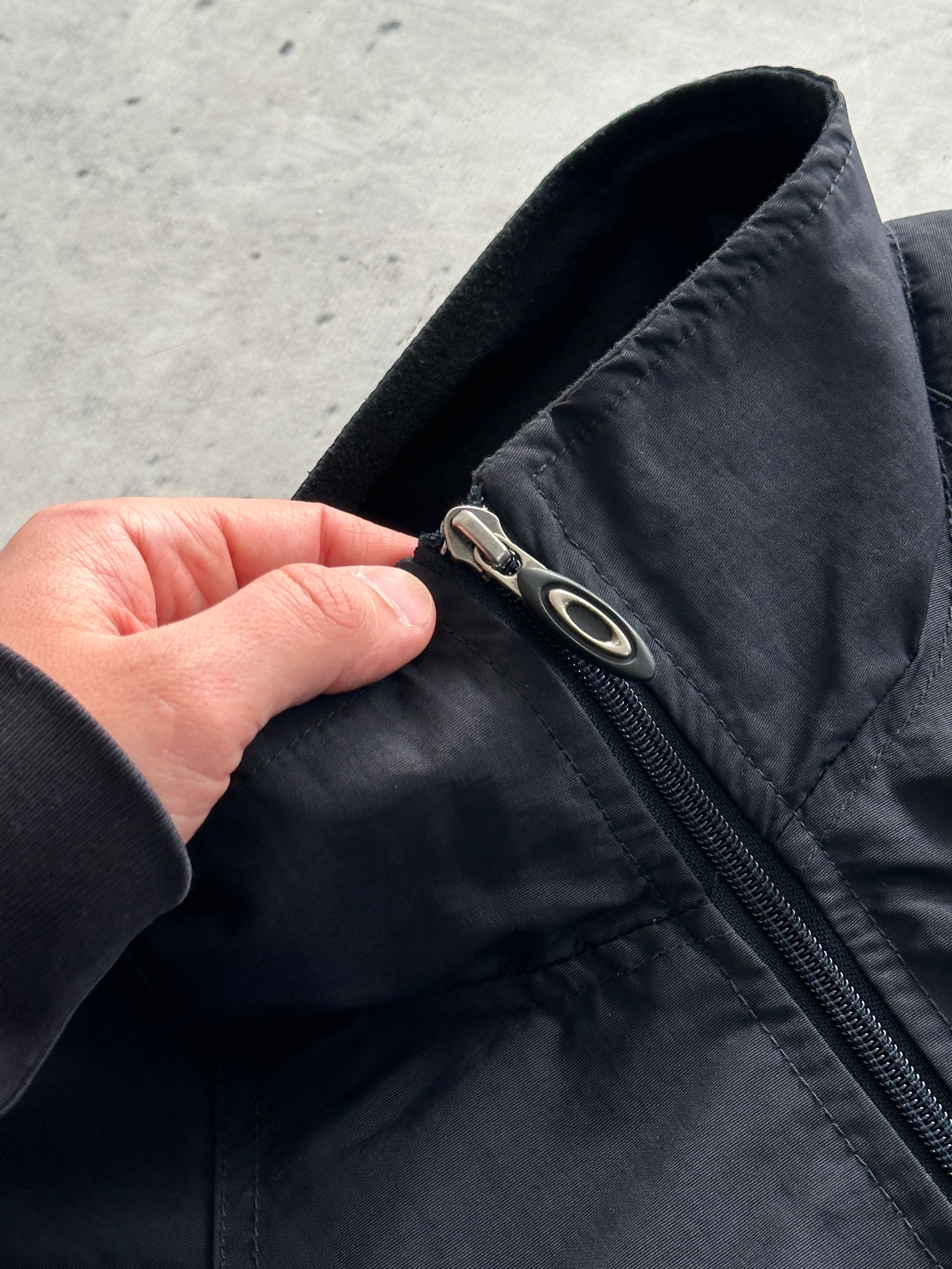 00's Oakley Embroidered Logo Zip Up fleece lined Jacket (XL)