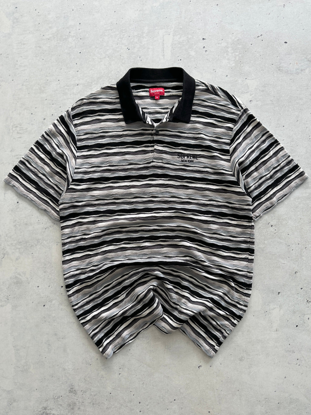 AW/19 Supreme Textured Stripe coogi style Polo Shirt (M)