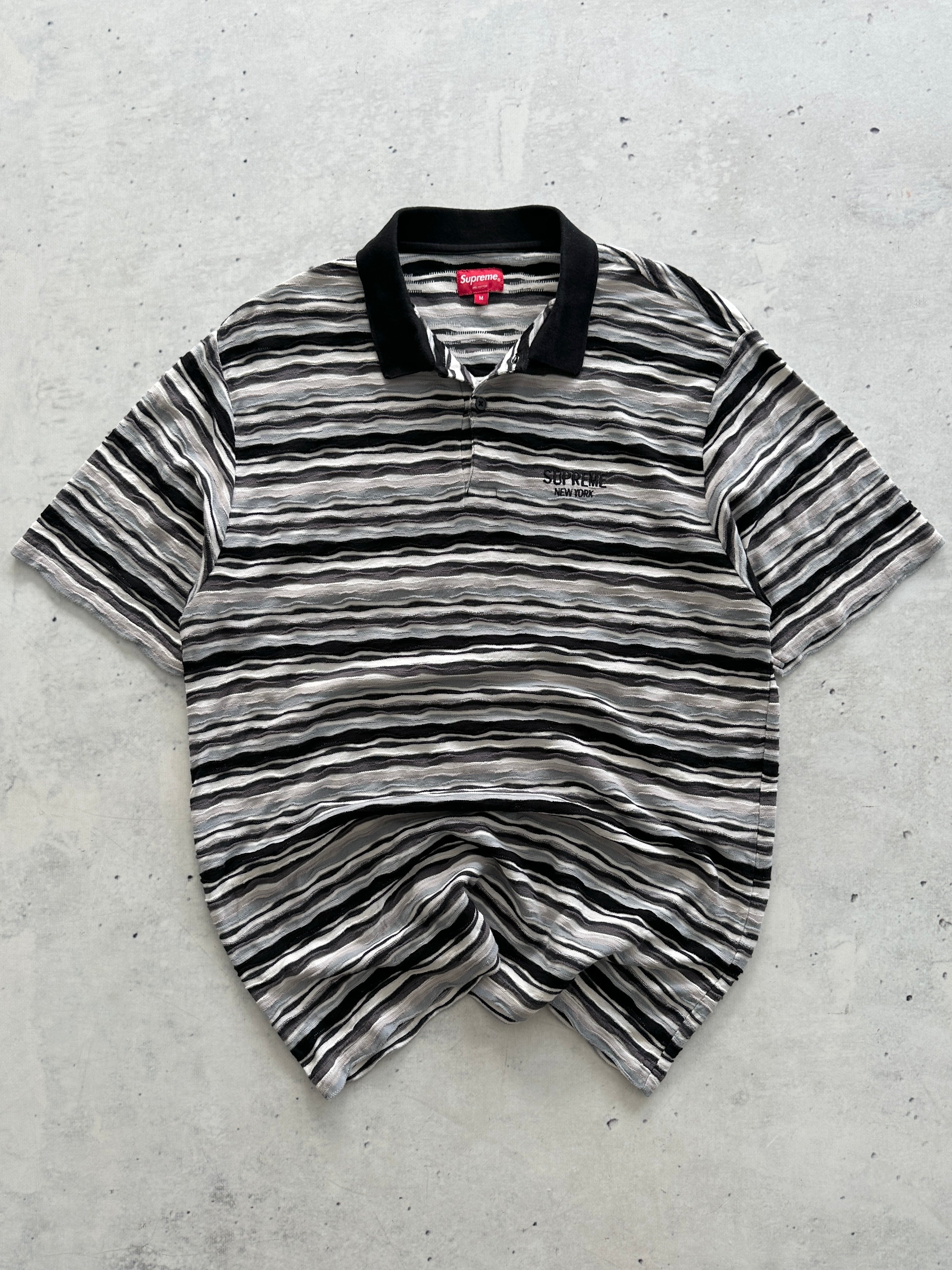 AW/19 Supreme Textured Stripe coogi style Polo Shirt (M)