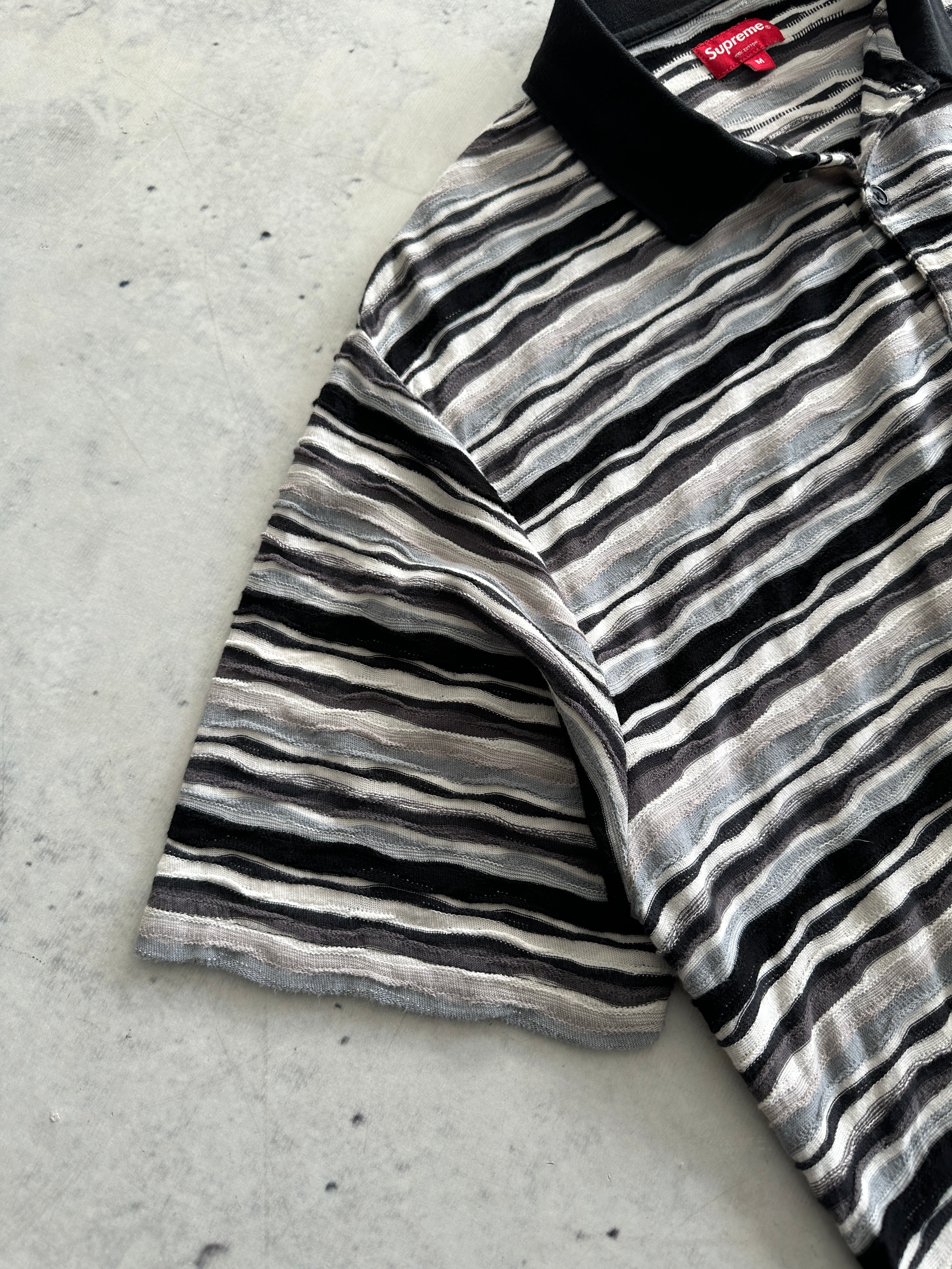 AW/19 Supreme Textured Stripe coogi style Polo Shirt (M)