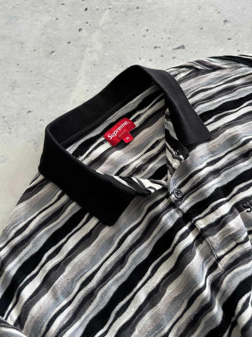 AW/19 Supreme Textured Stripe coogi style Polo Shirt (M)