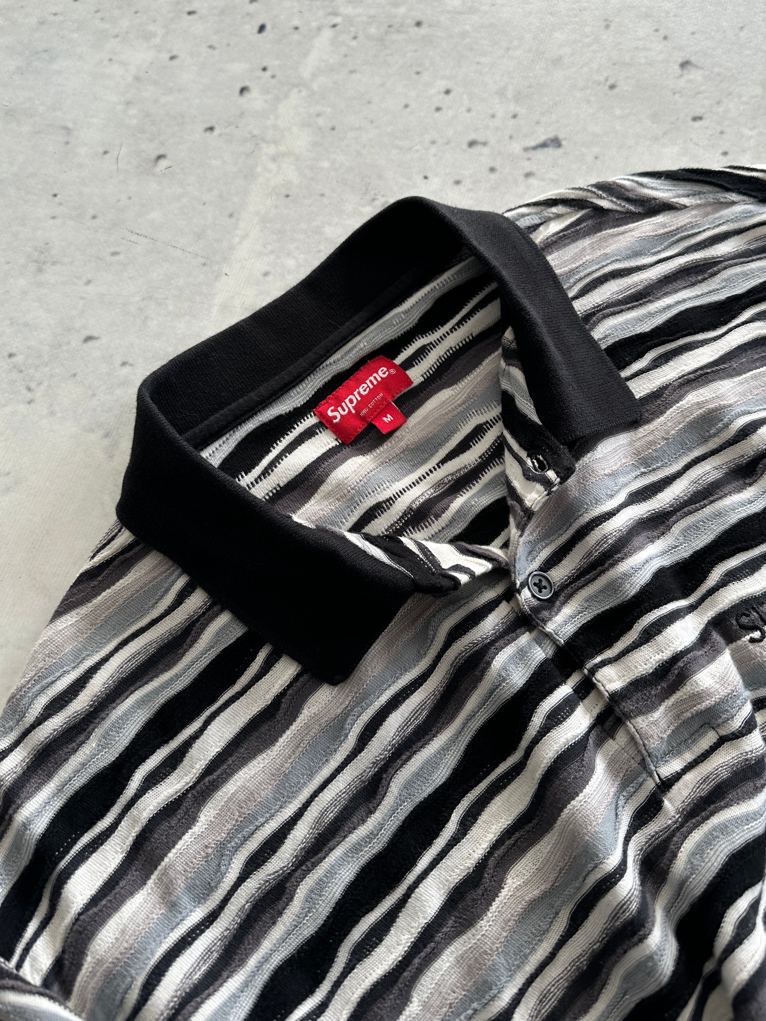 AW/19 Supreme Textured Stripe coogi style Polo Shirt (M)