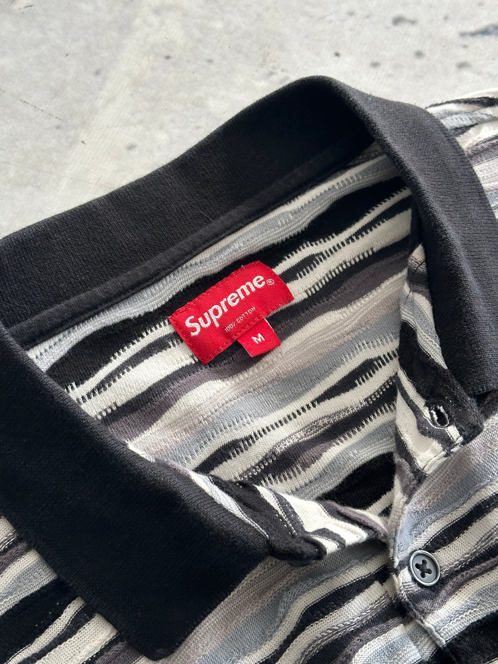 AW/19 Supreme Textured Stripe coogi style Polo Shirt (M)