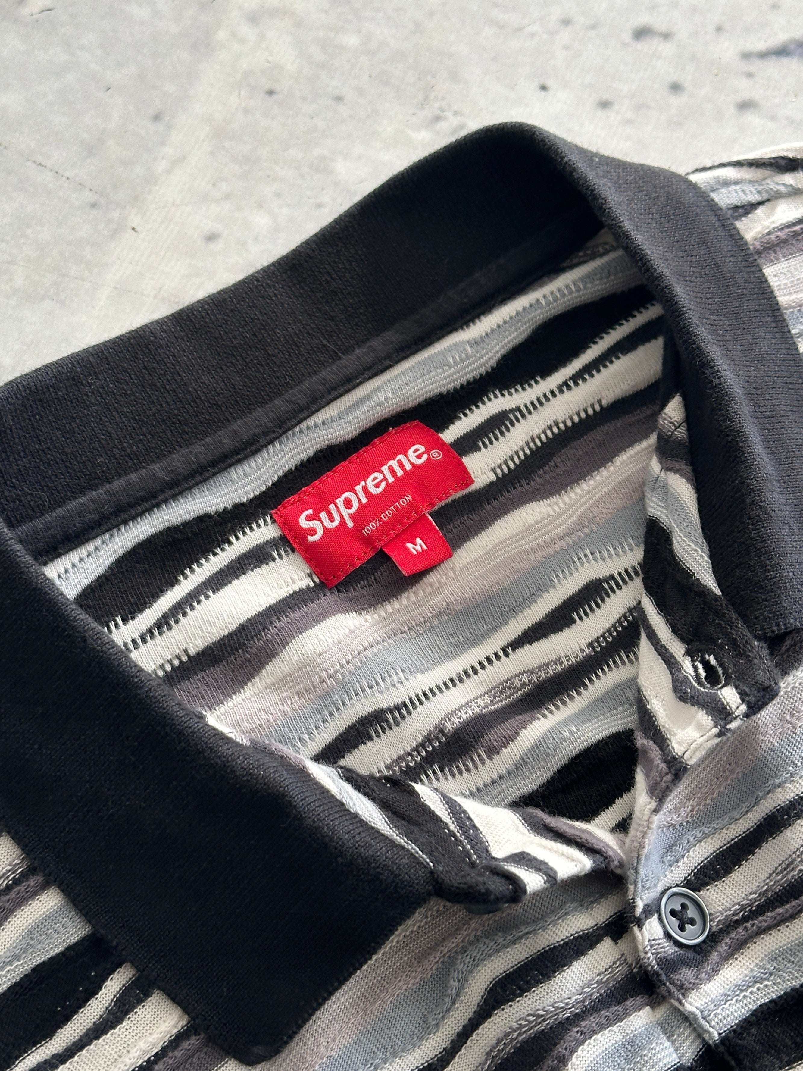 AW/19 Supreme Textured Stripe coogi style Polo Shirt (M)