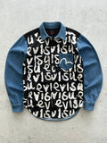 00's Evisu rare staff AOP Spell Out Denim Shirt (S)