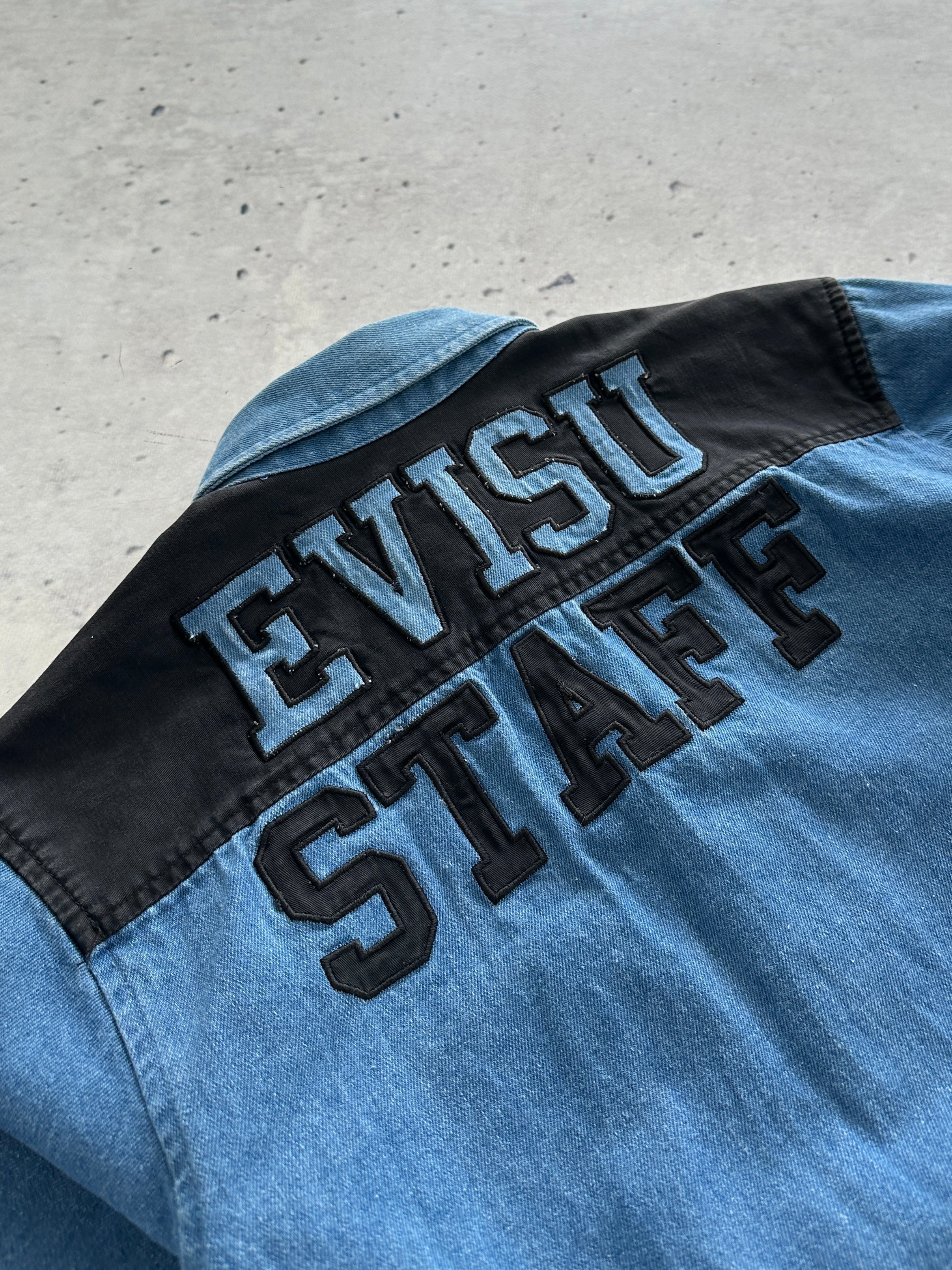 00's Evisu rare staff AOP Spell Out Denim Shirt (S)