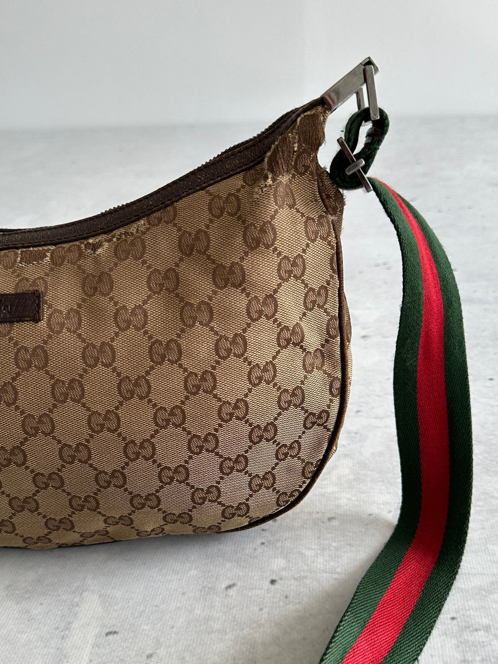 Vintage Gucci GG Canvas Sherry Crossbody Bag (One Size)
