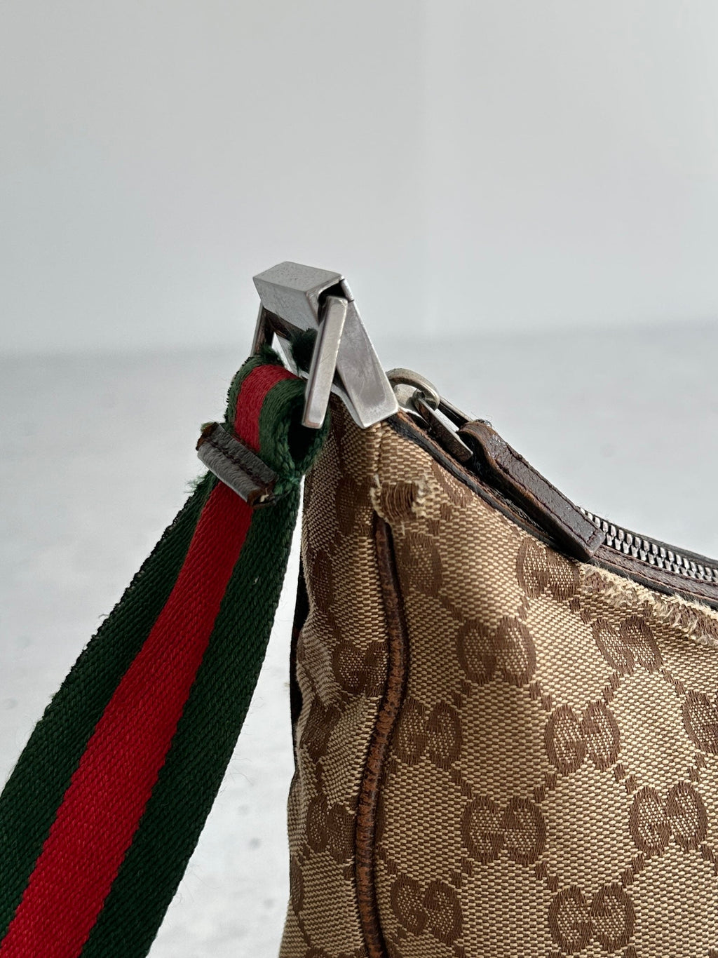Vintage Gucci GG Canvas Sherry Crossbody Bag (One Size)