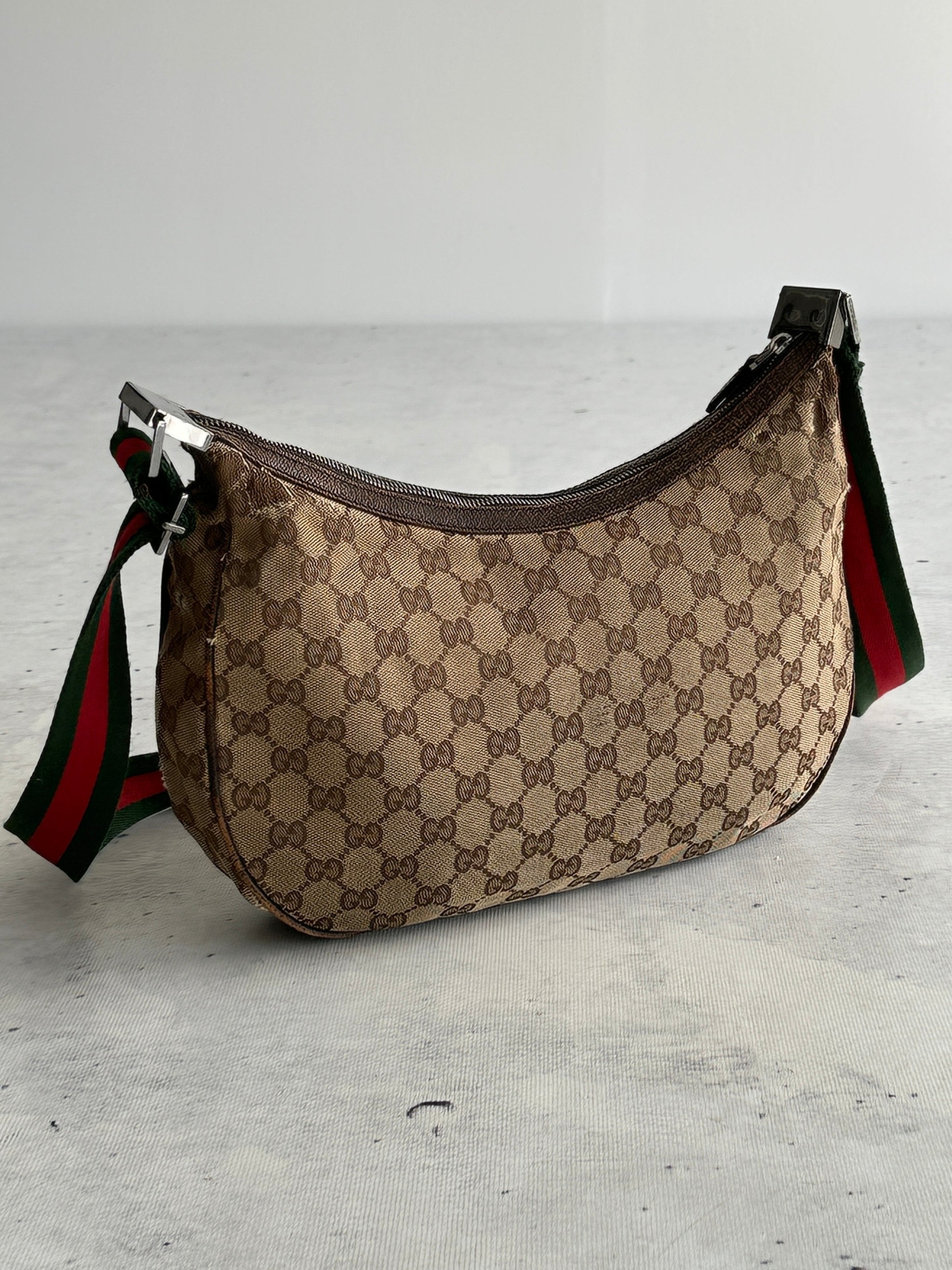 Vintage Gucci GG Canvas Sherry Crossbody Bag (One Size)