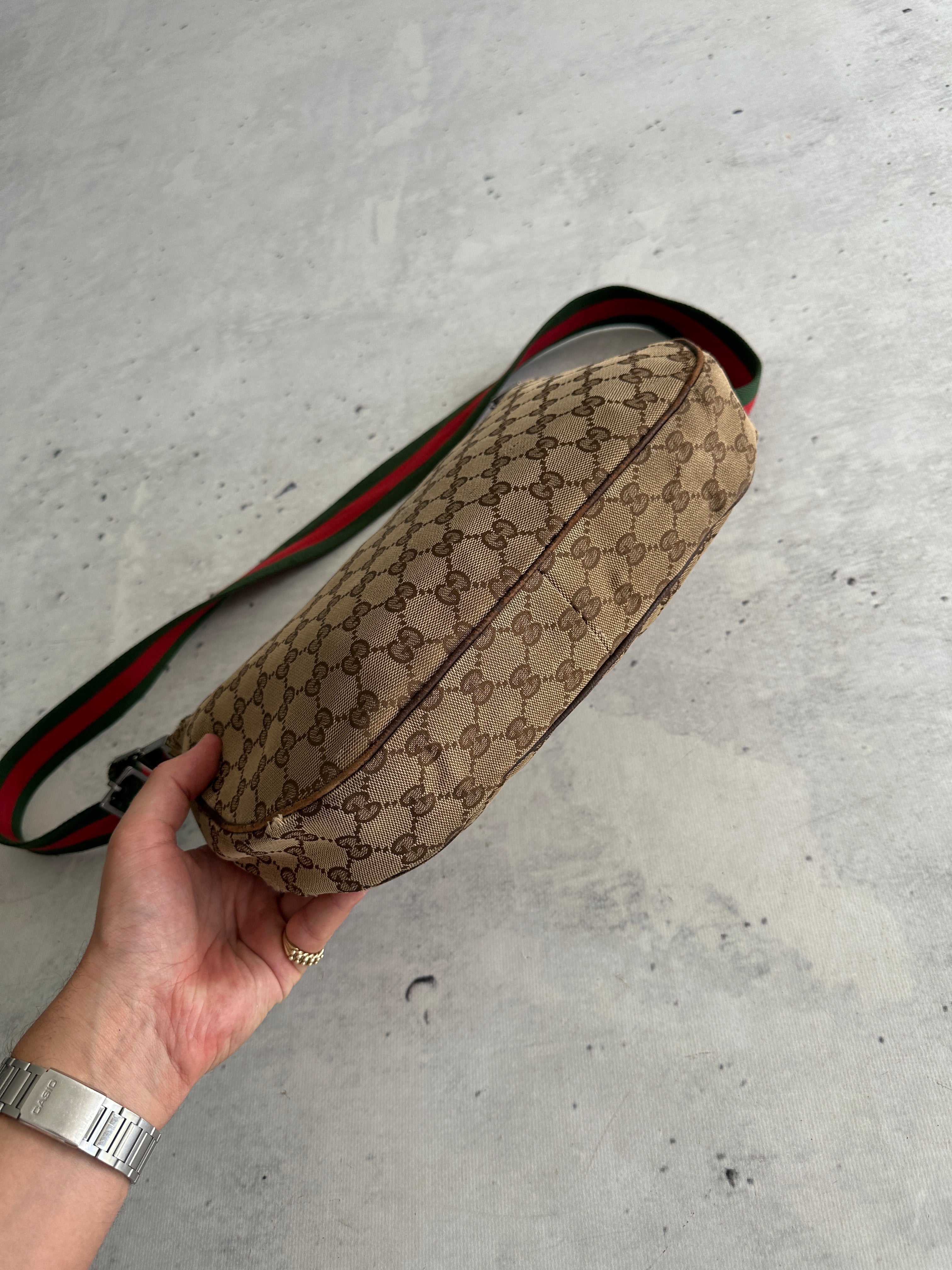 Vintage Gucci GG Canvas Sherry Crossbody Bag (One Size)