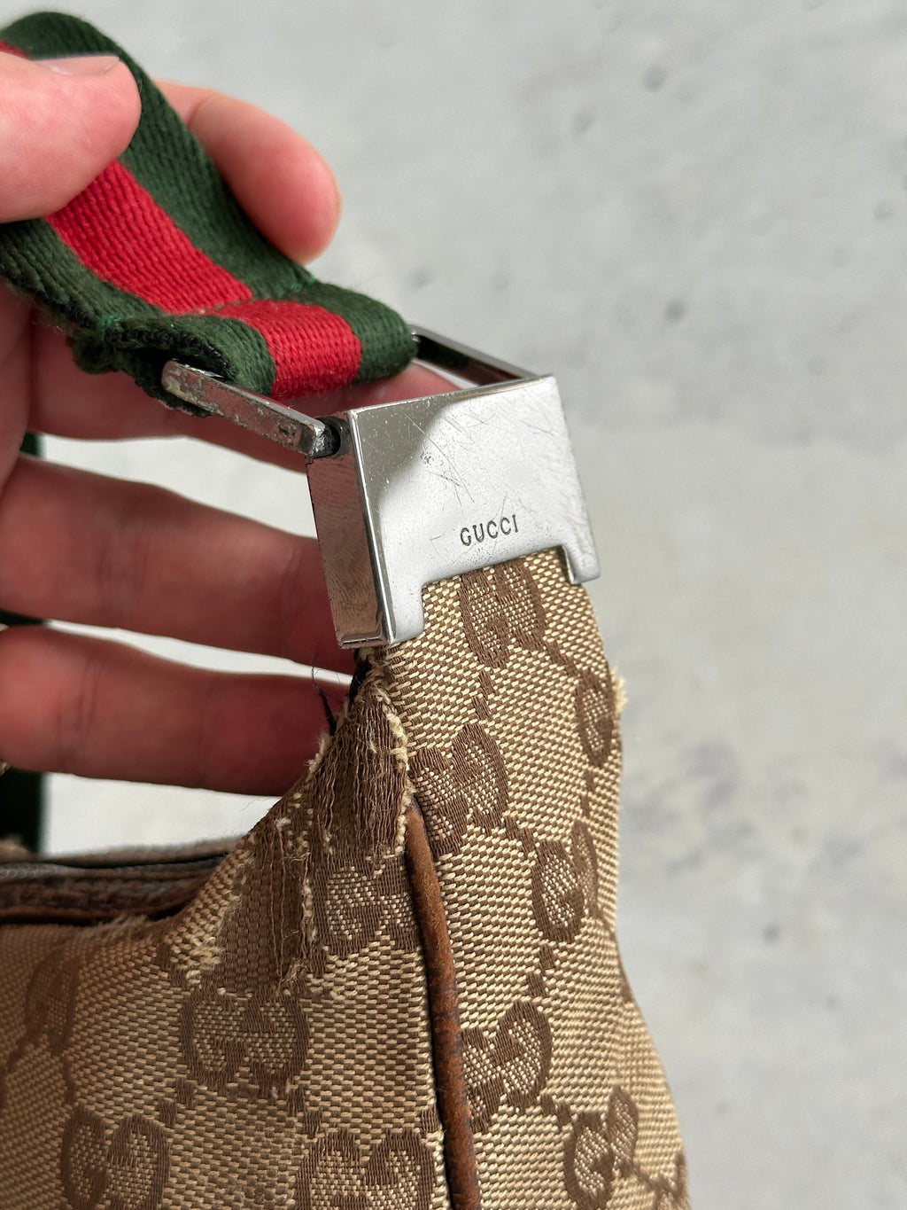 Vintage Gucci GG Canvas Sherry Crossbody Bag (One Size)