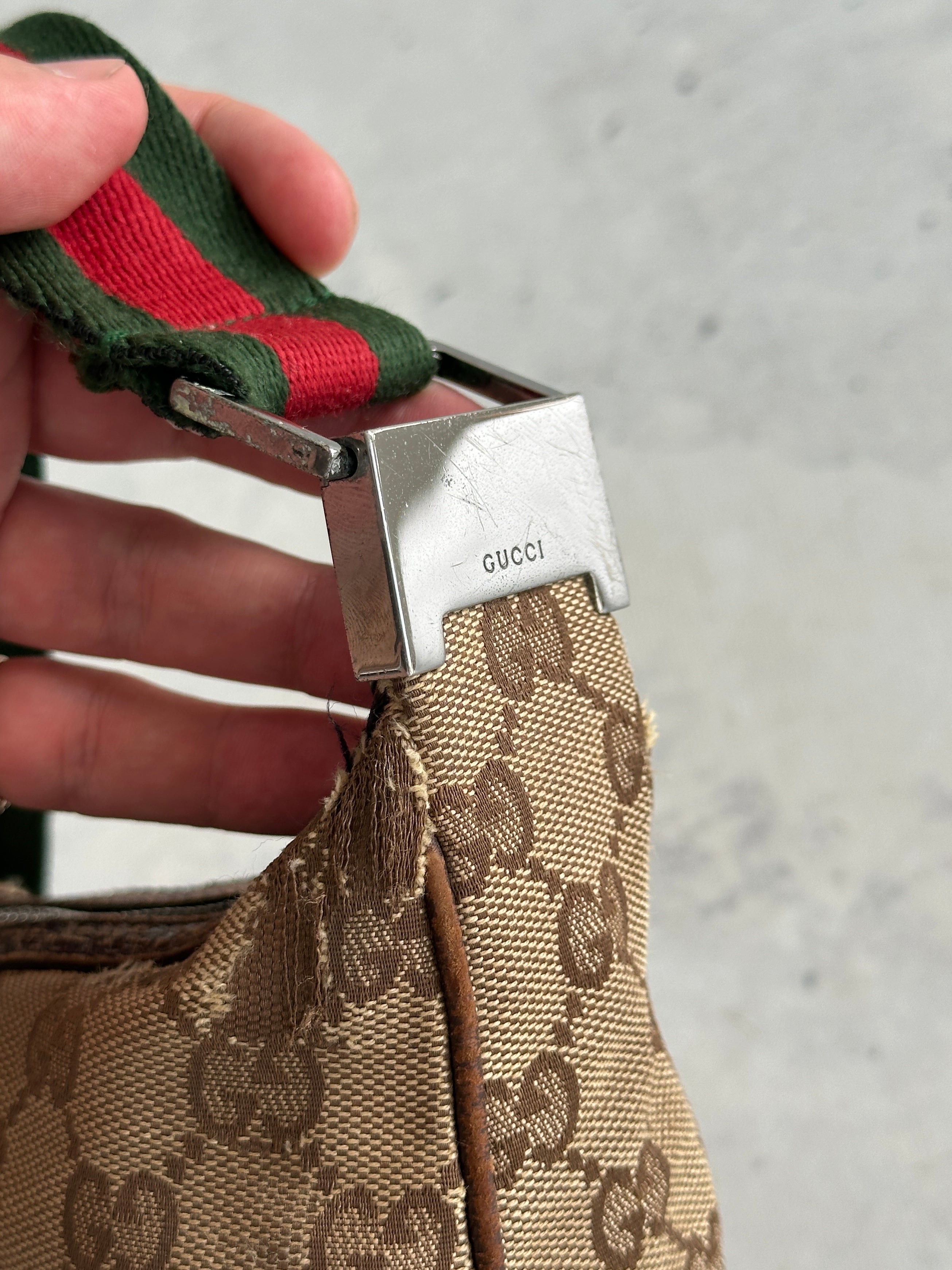 Vintage Gucci GG Canvas Sherry Crossbody Bag (One Size)