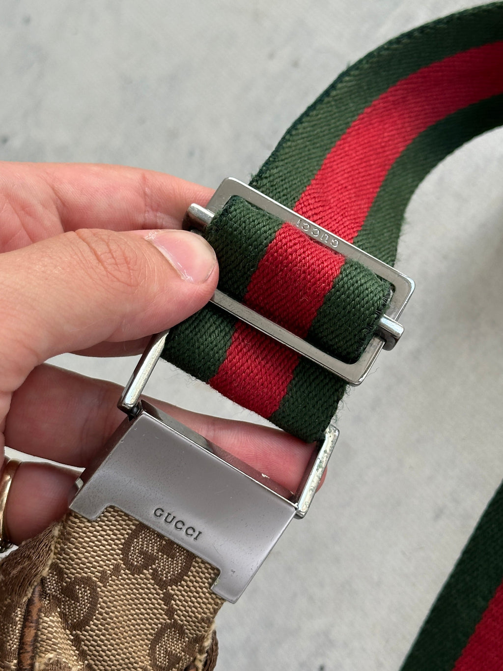 Vintage Gucci GG Canvas Sherry Crossbody Bag (One Size)