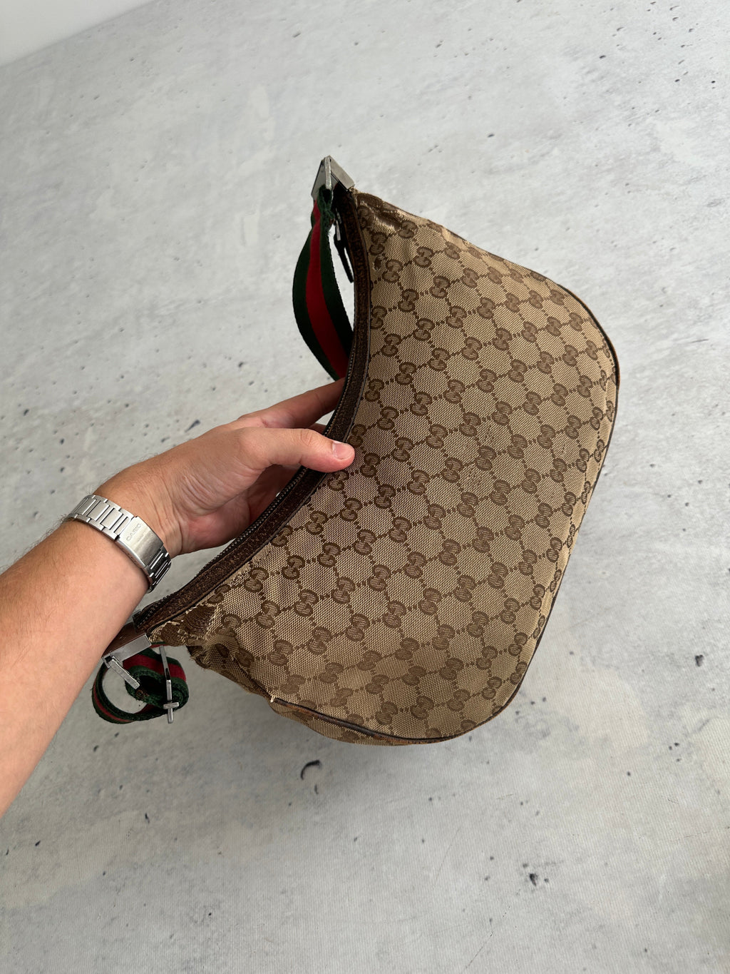Vintage Gucci GG Canvas Sherry Crossbody Bag (One Size)