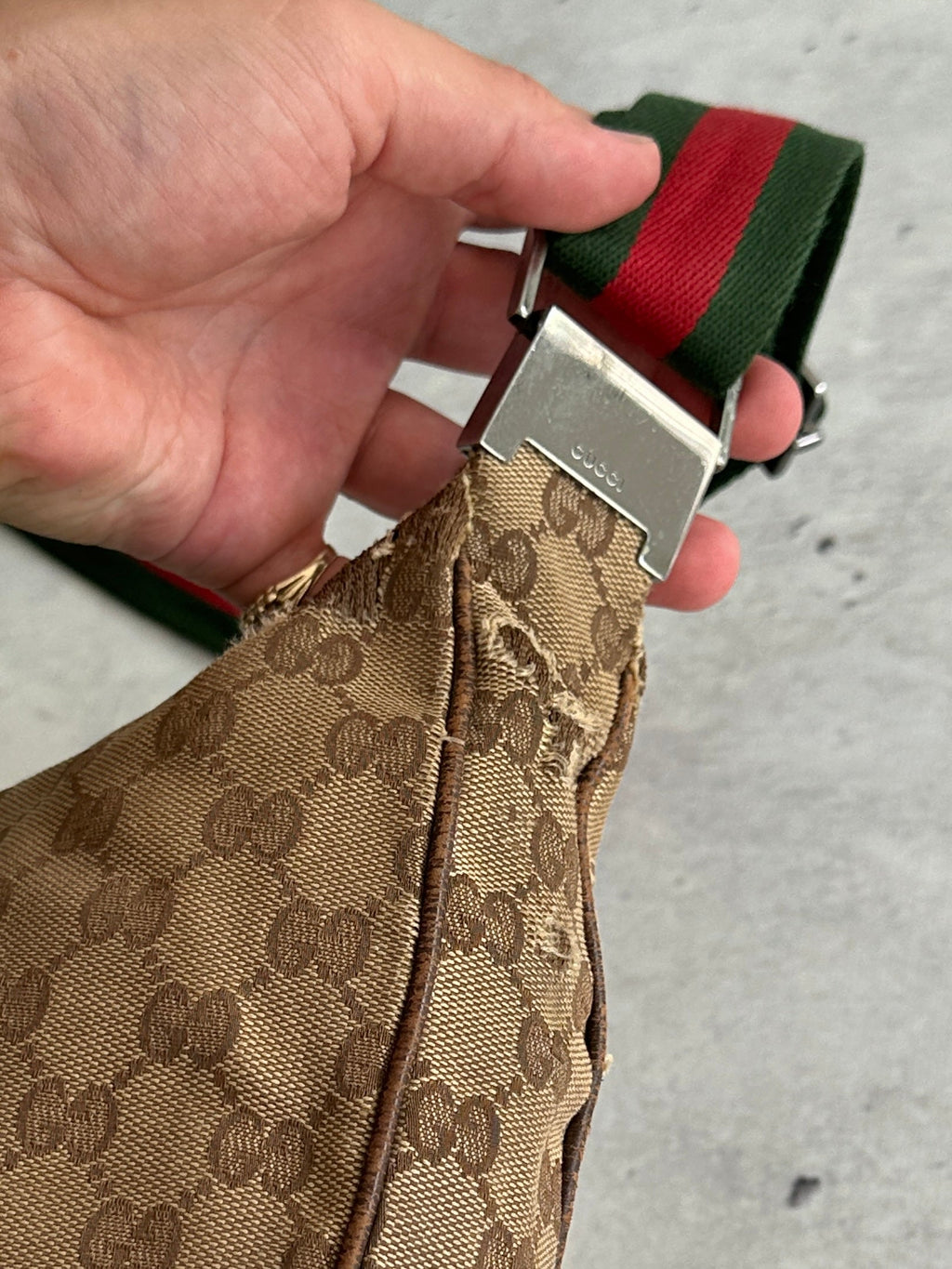 Vintage Gucci GG Canvas Sherry Crossbody Bag (One Size)