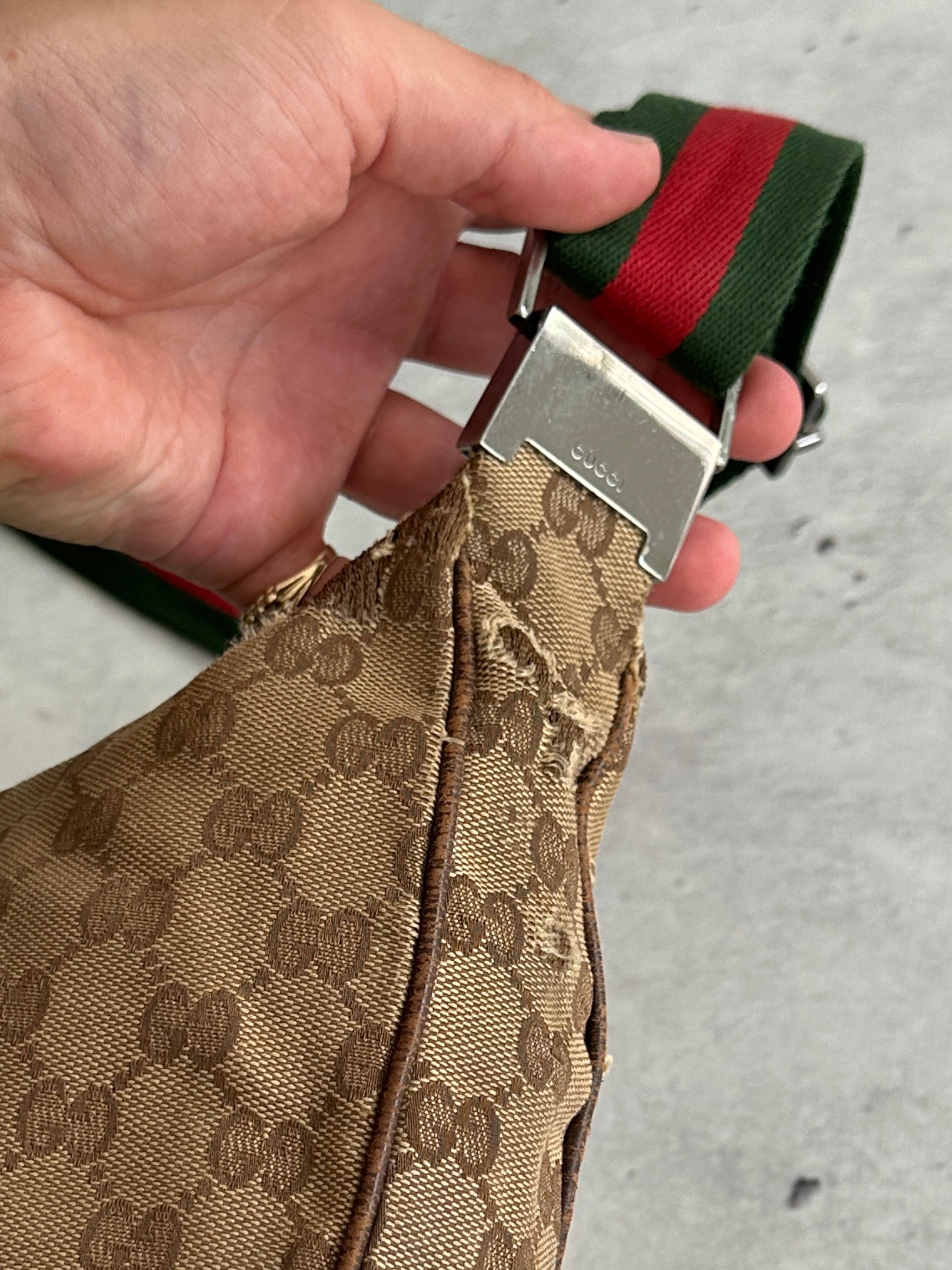 Vintage Gucci GG Canvas Sherry Crossbody Bag (One Size)