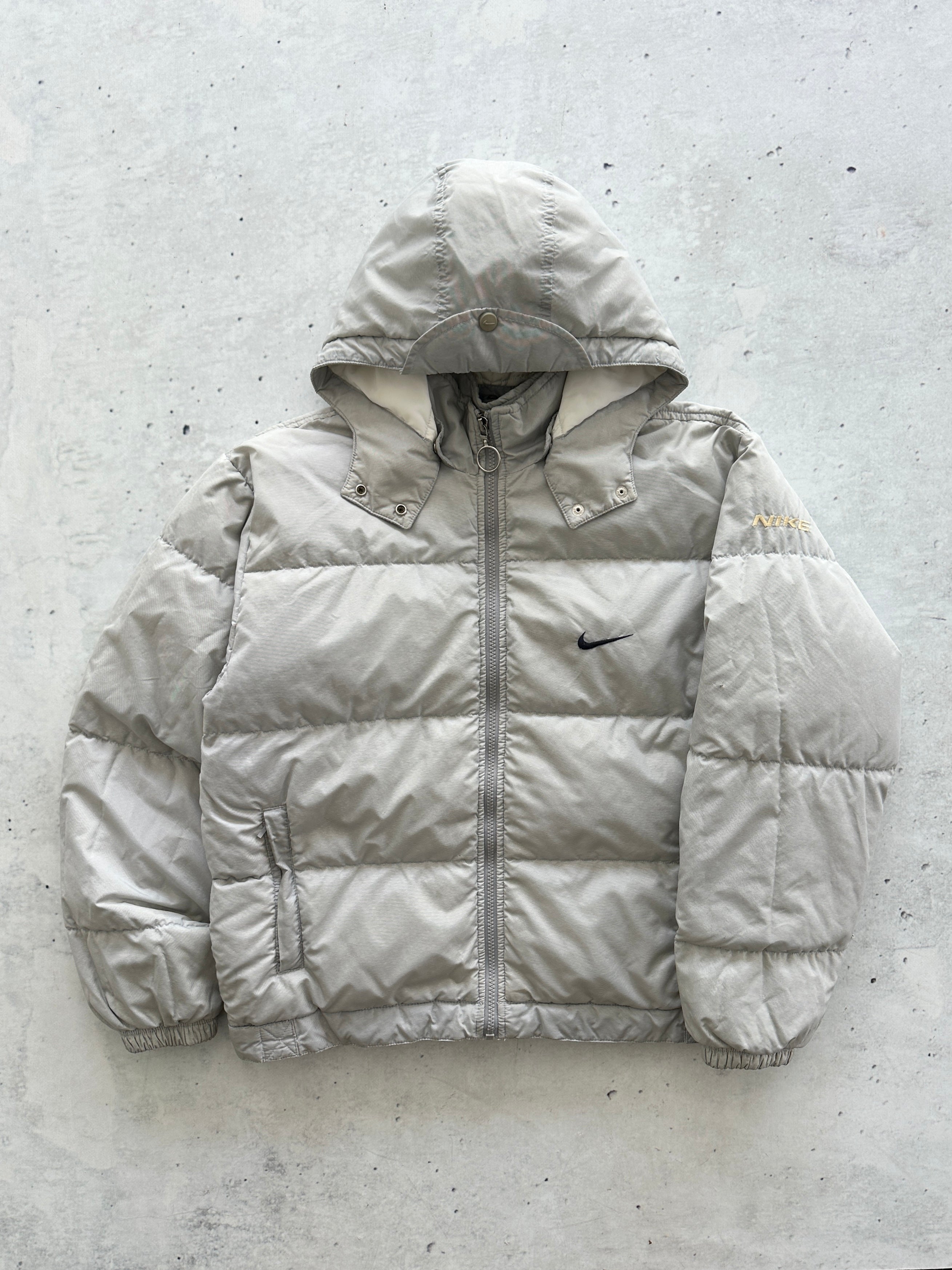 90's Nike Swoosh Zip Up Puffer Jacket (Women's M)