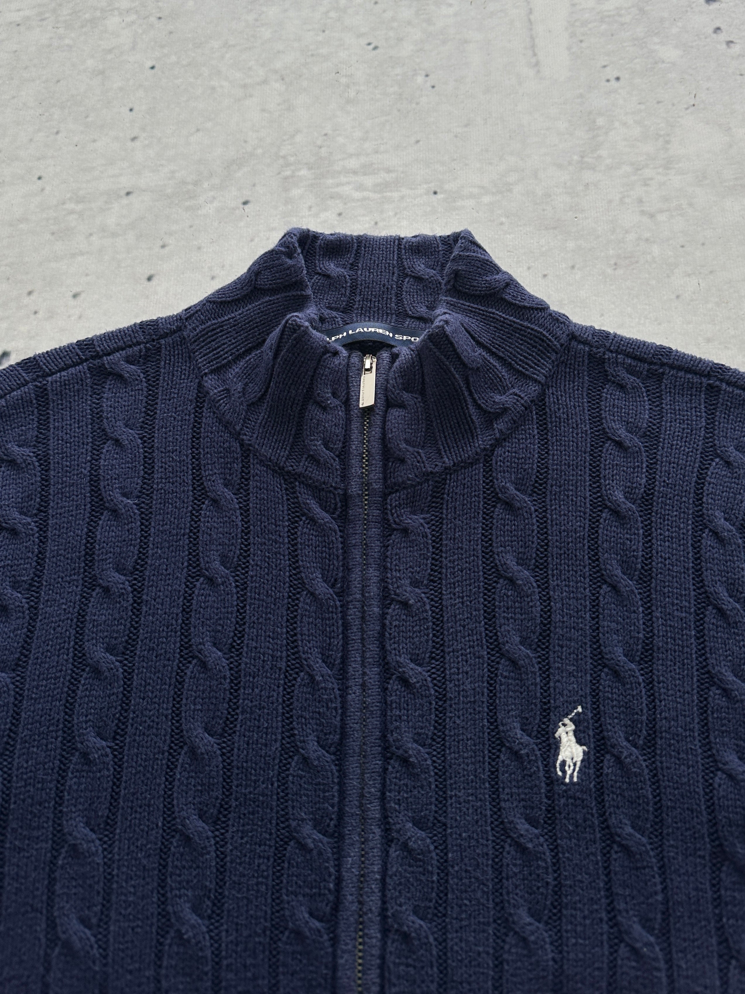 Ralph Lauren Cable Knit Zip Up Jumper (Women's L)