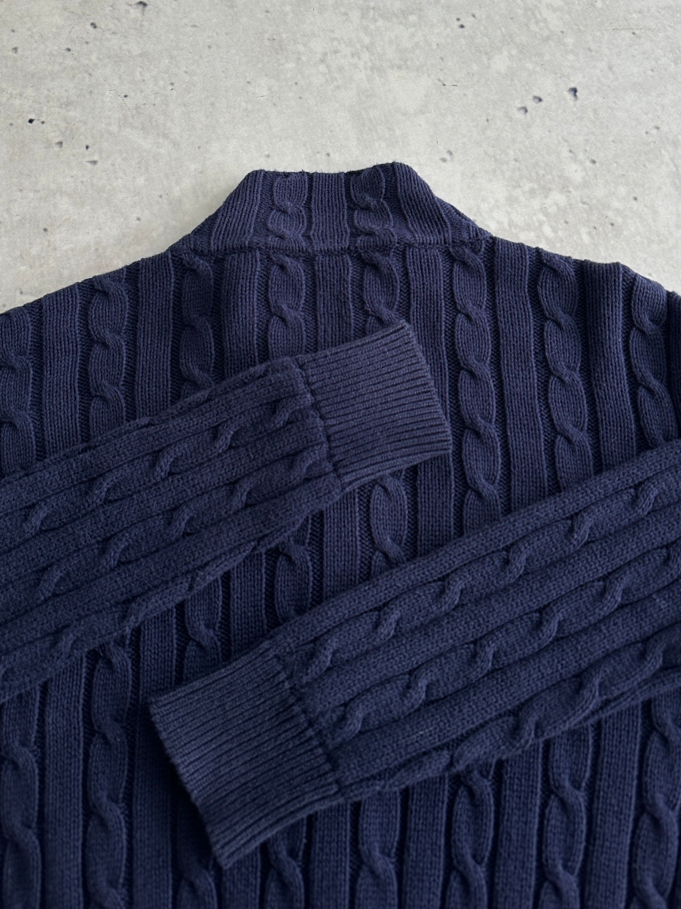 Ralph Lauren Cable Knit Zip Up Jumper (Women's L)