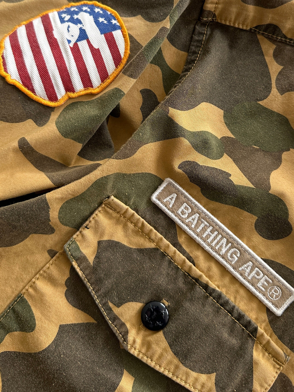 BAPE Camo Patch Button Up Overshirt (S)