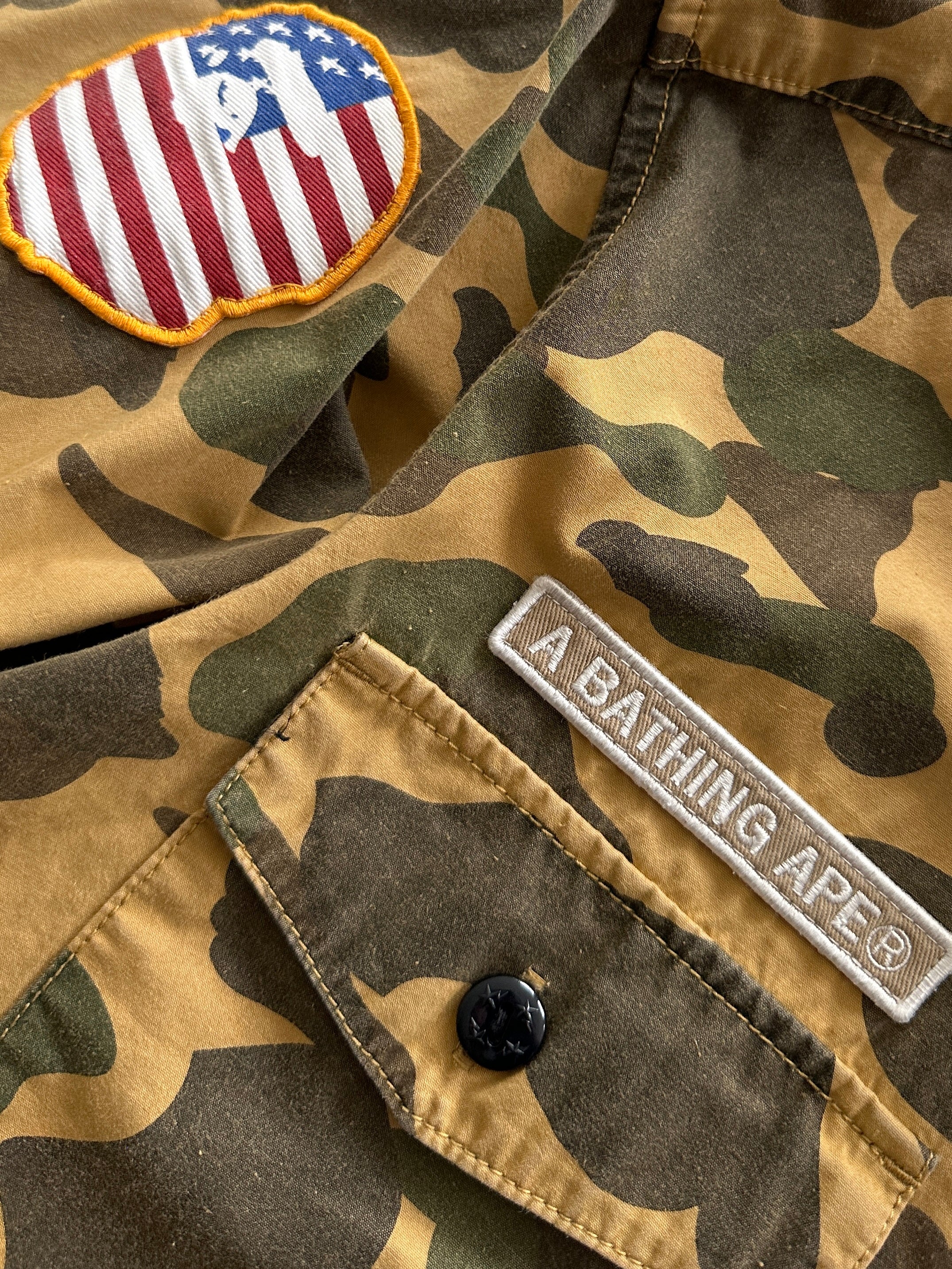 BAPE Camo Patch Button Up Overshirt (S)