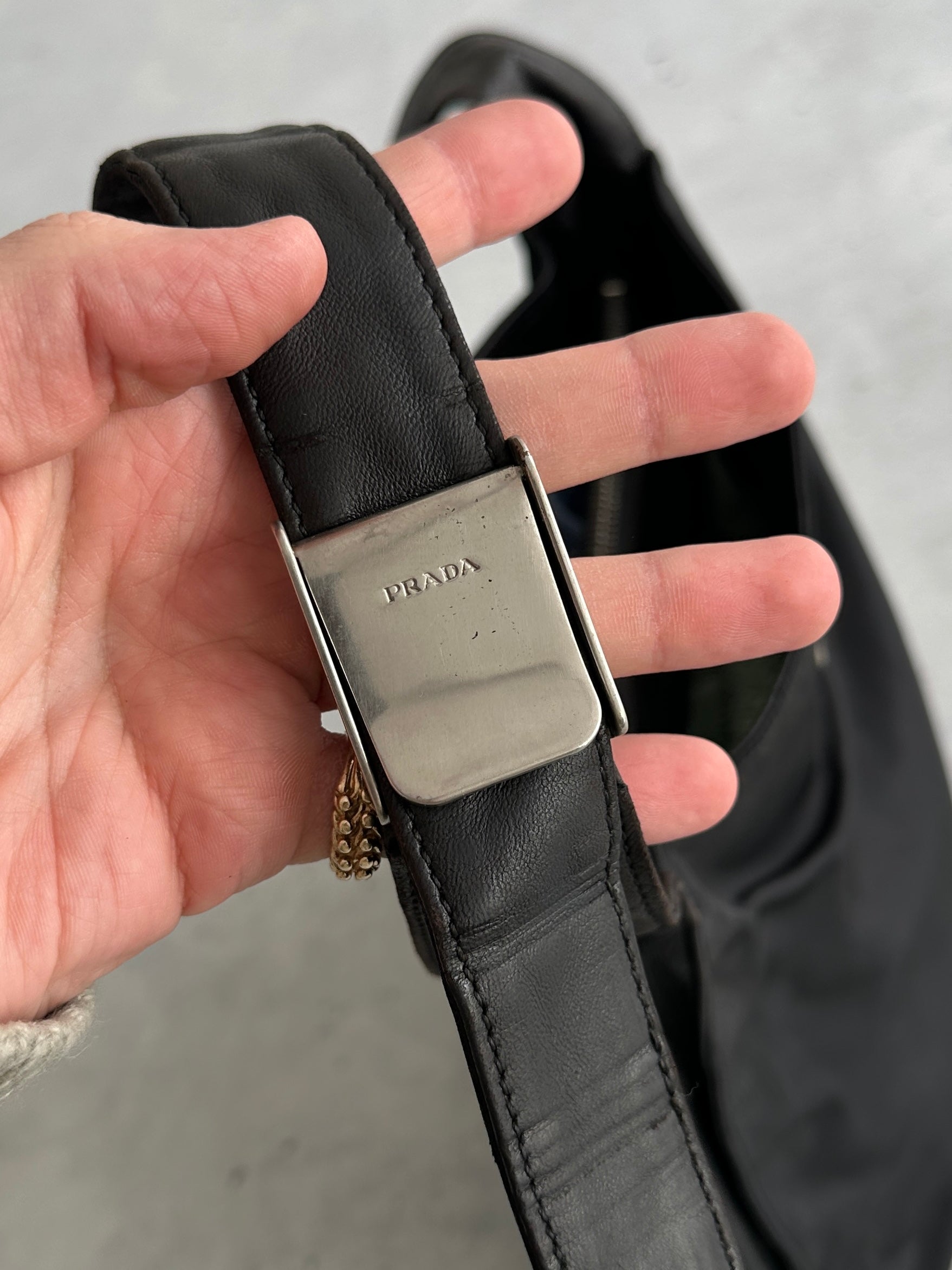00's Prada Nylon Leather strap Bag (One Size)
