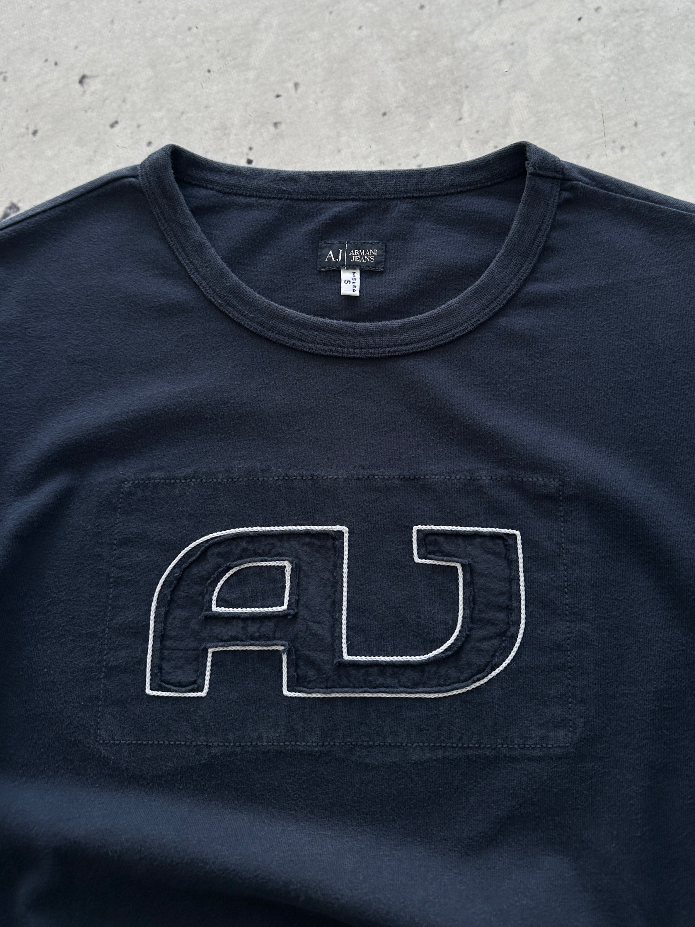 00's Armani Jeans Embroidered AJ Long Sleeve T Shirt (S)