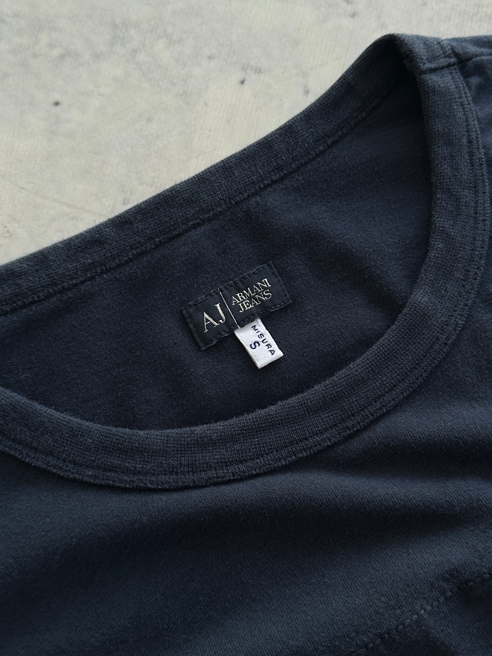 00's Armani Jeans Embroidered AJ Long Sleeve T Shirt (S)