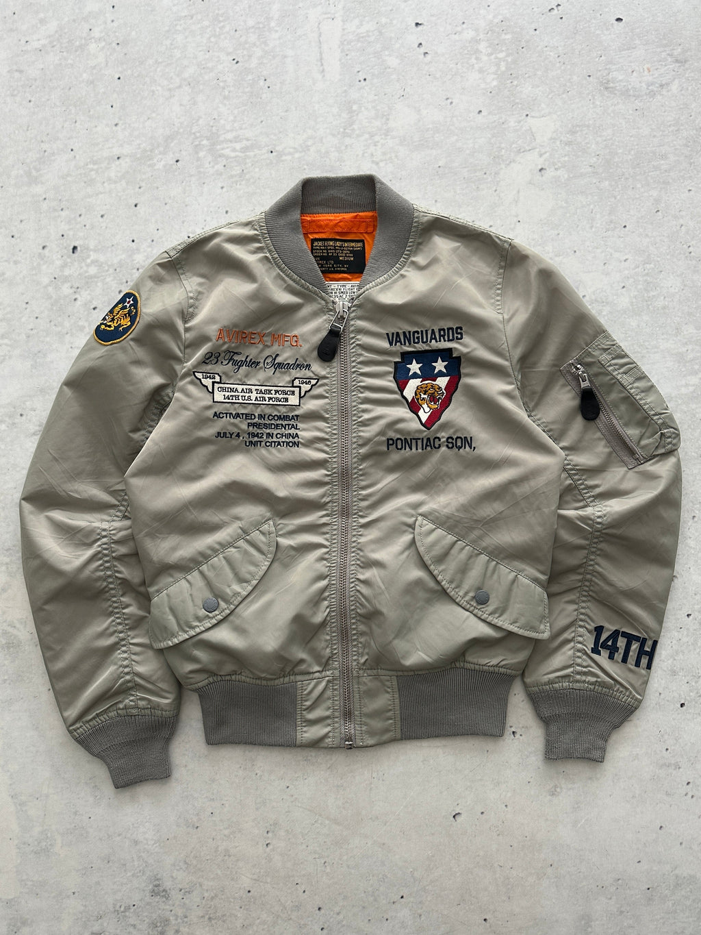 Avirex MA-1 Embroidered Patch Zip Up Bomber Jacket (Women's S)