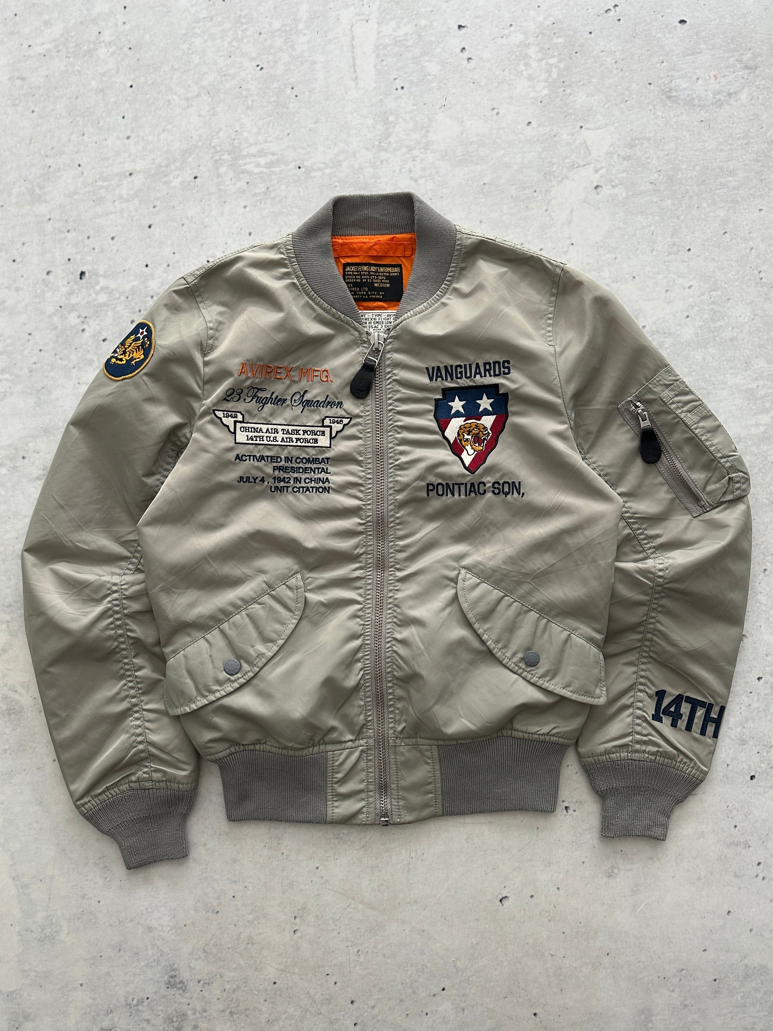 Avirex MA-1 Embroidered Patch Zip Up Bomber Jacket (Women's S)
