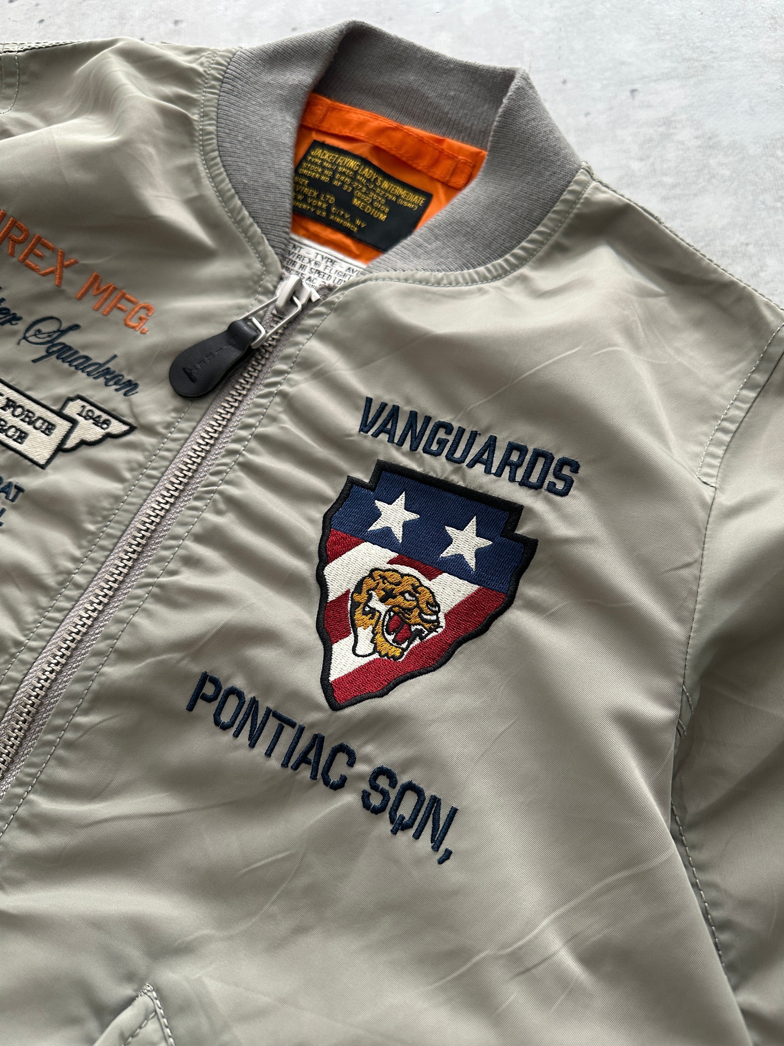 Avirex MA-1 Embroidered Patch Zip Up Bomber Jacket (Women's S)