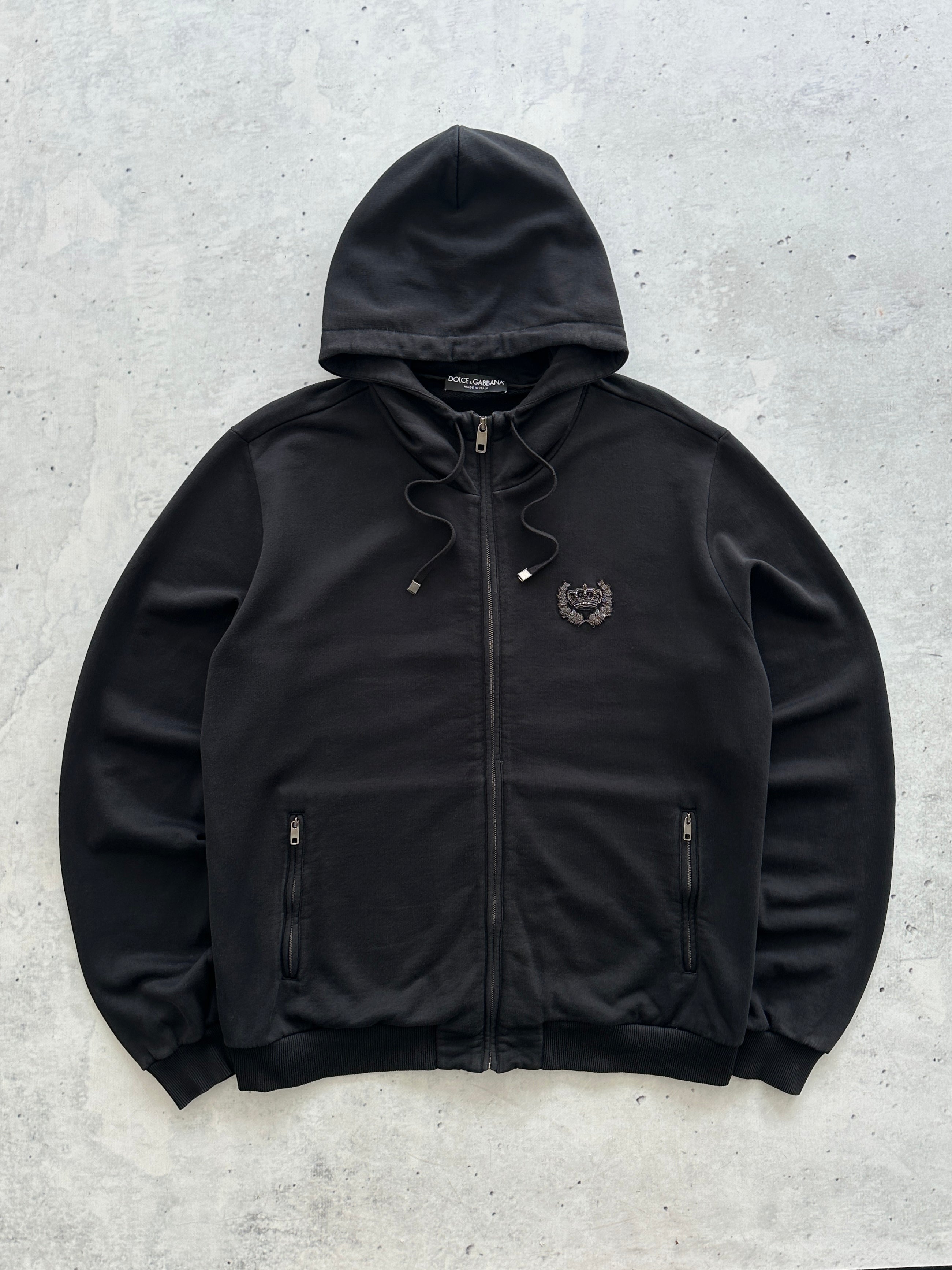 Dolce & Gabbana metal emblem Crown Zip Up Hoodie (XL)