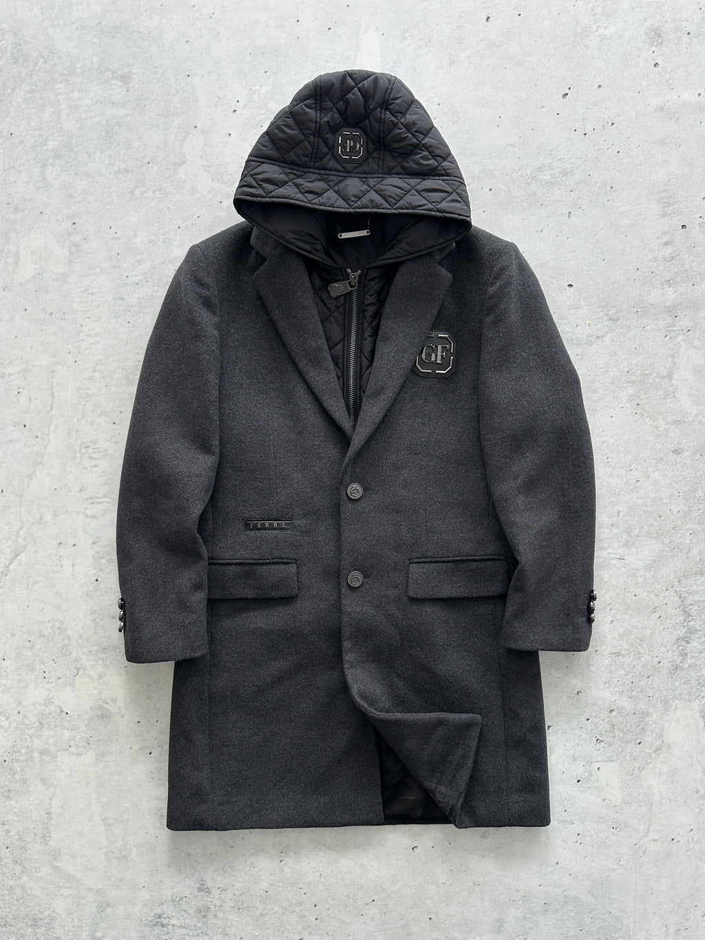 Gianfranco Ferré Wool Detachable Hooded Coat (M)