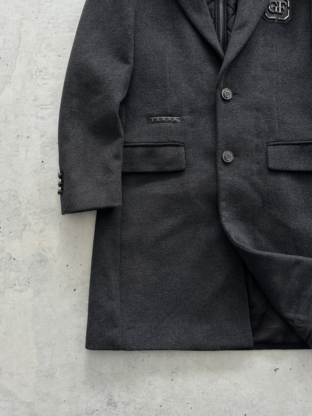 Gianfranco Ferré Wool Detachable Hooded Coat (M)