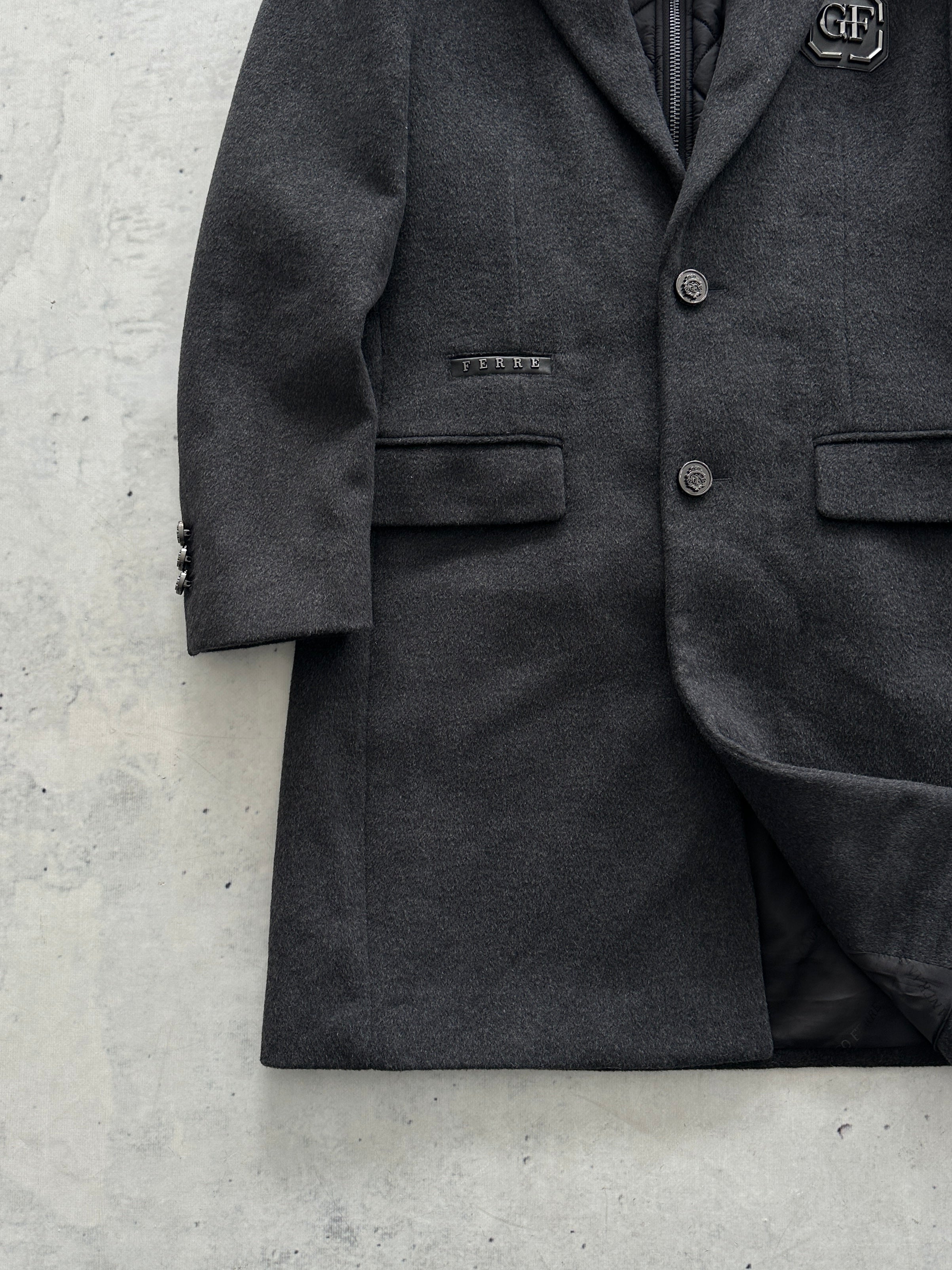 Gianfranco Ferré Wool Detachable Hooded Coat (M)