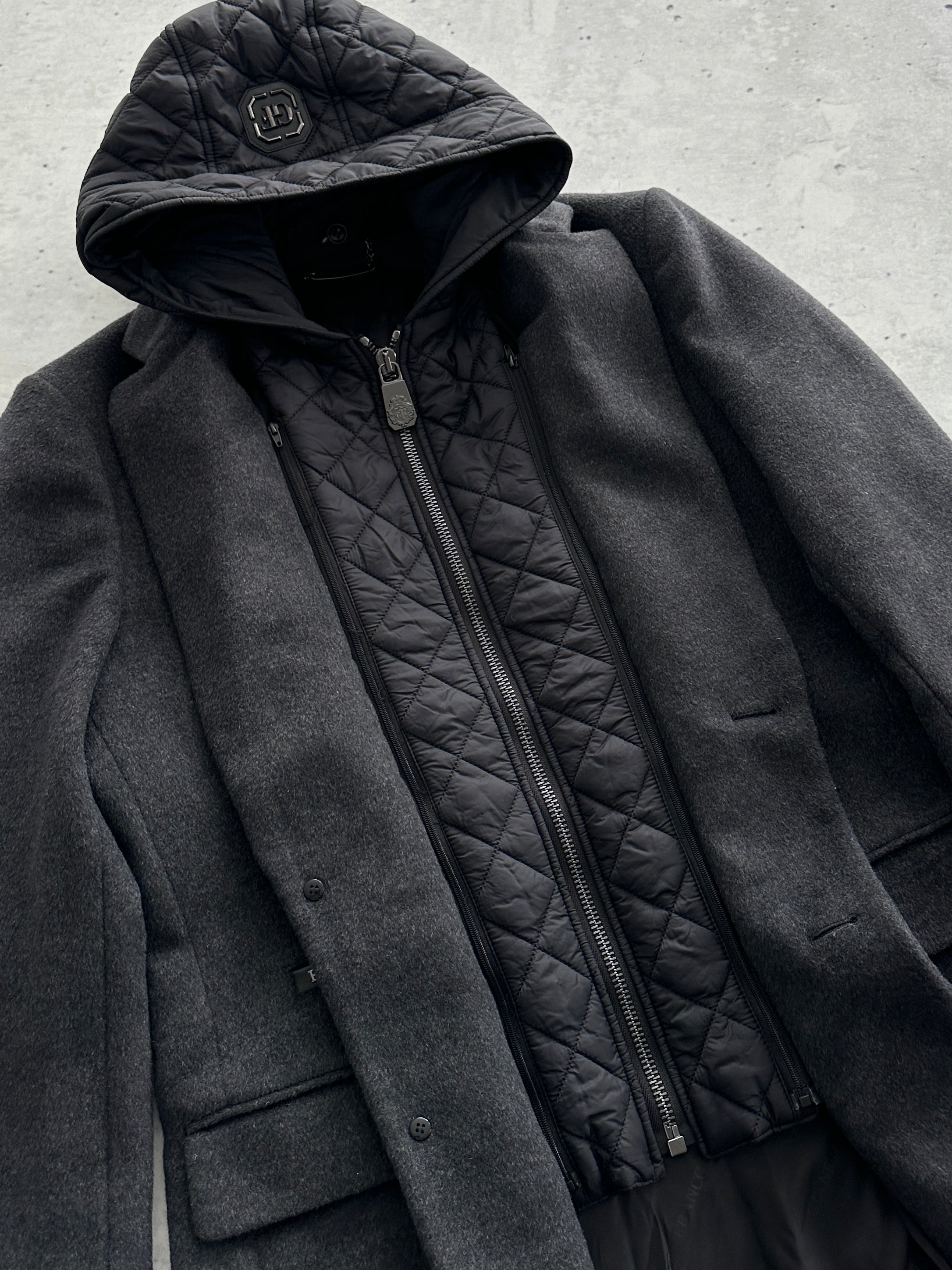 Gianfranco Ferré Wool Detachable Hooded Coat (M)