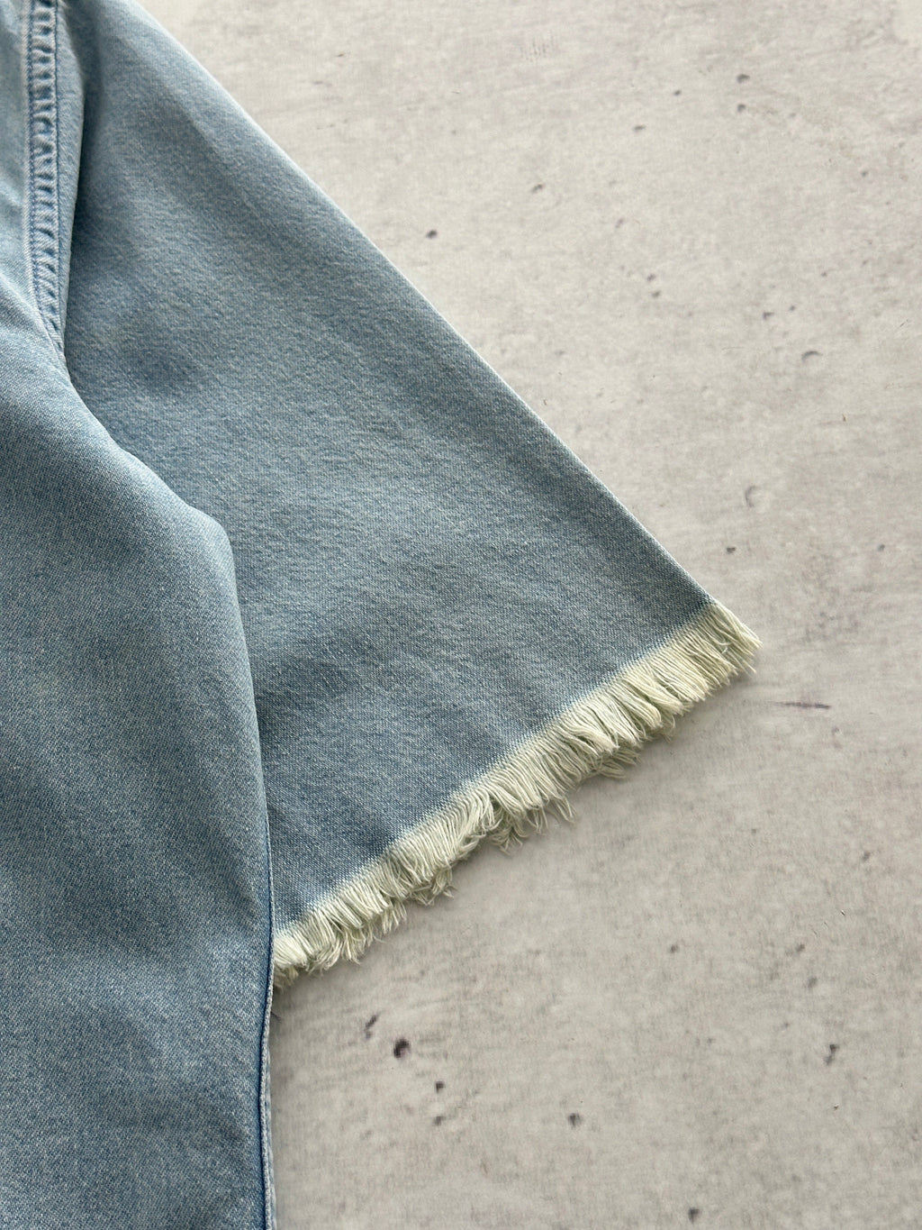 Balenciaga Raw Edge Spell Out Denim Shirt (L)