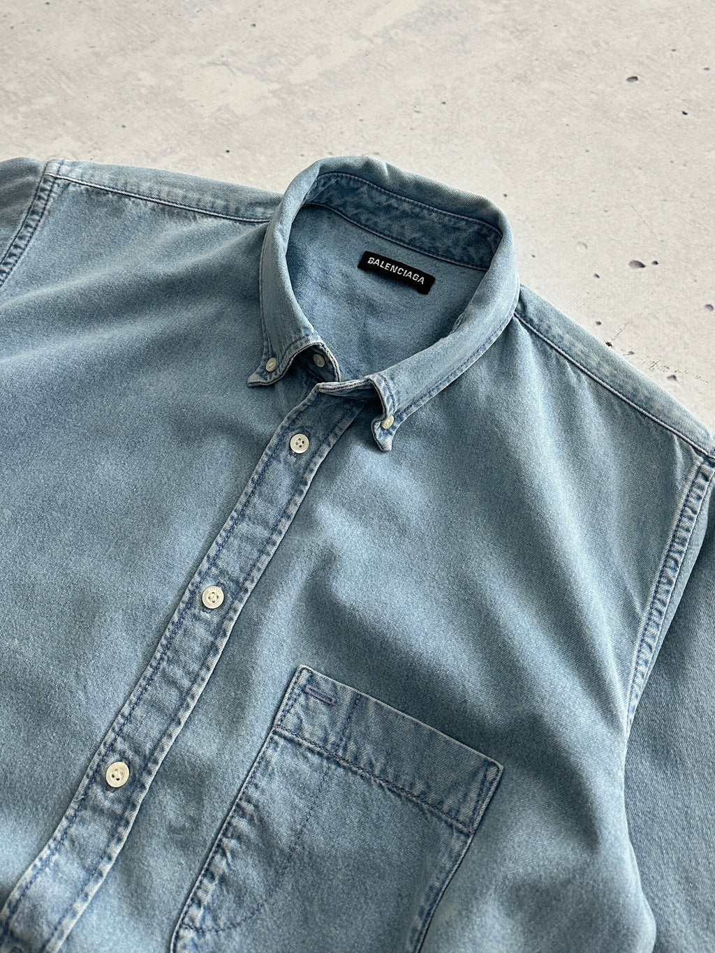 Balenciaga Raw Edge Spell Out Denim Shirt (L)