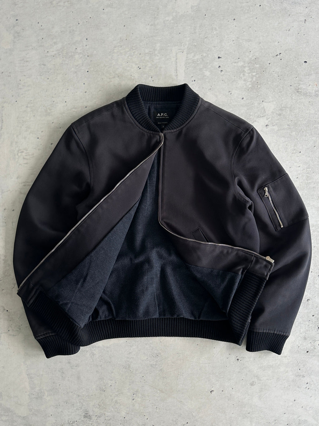 A.P.C. Zip Up MA-1 wool lined Bomber Jacket (S)