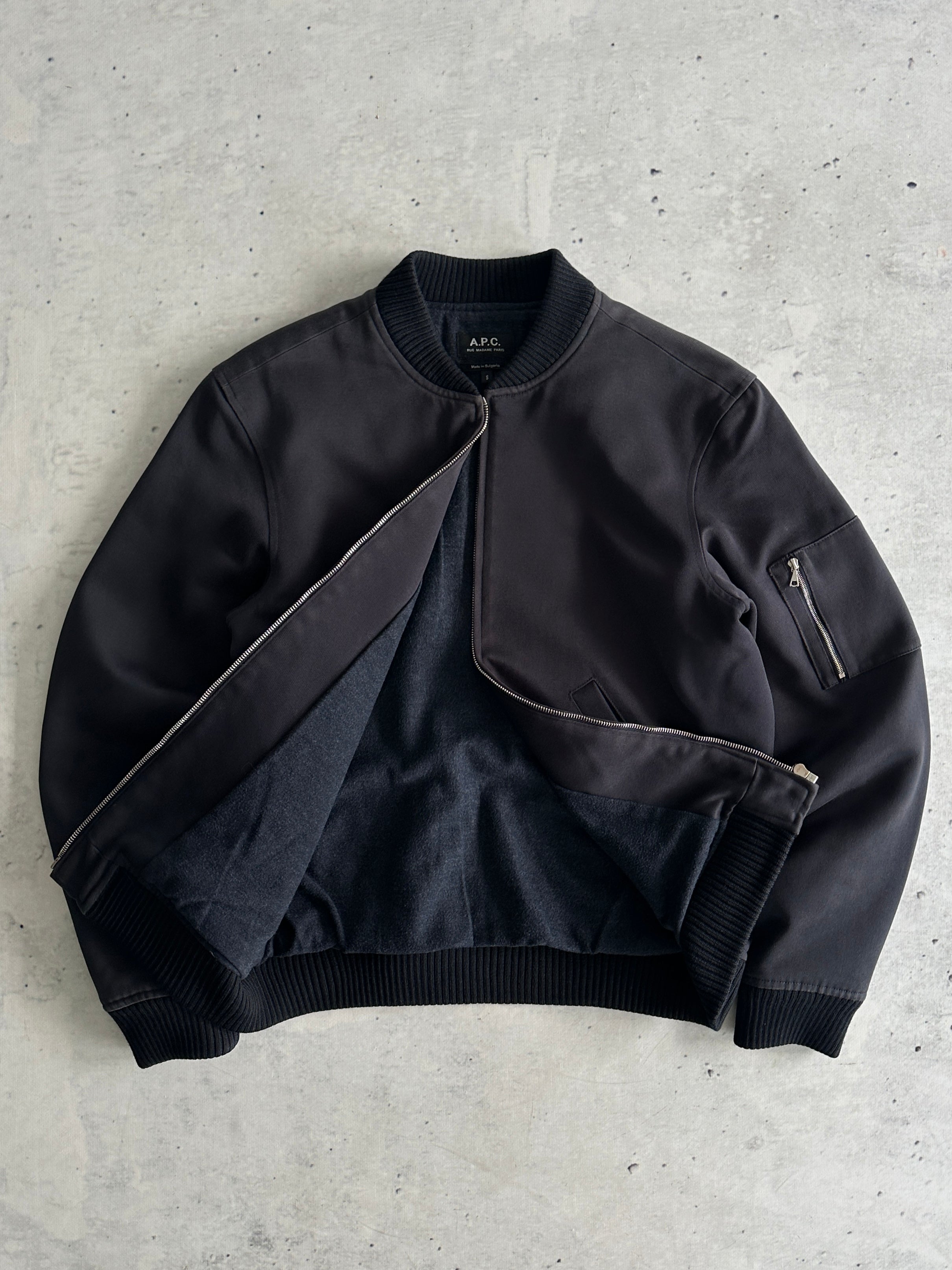 A.P.C. Zip Up MA-1 wool lined Bomber Jacket (S)