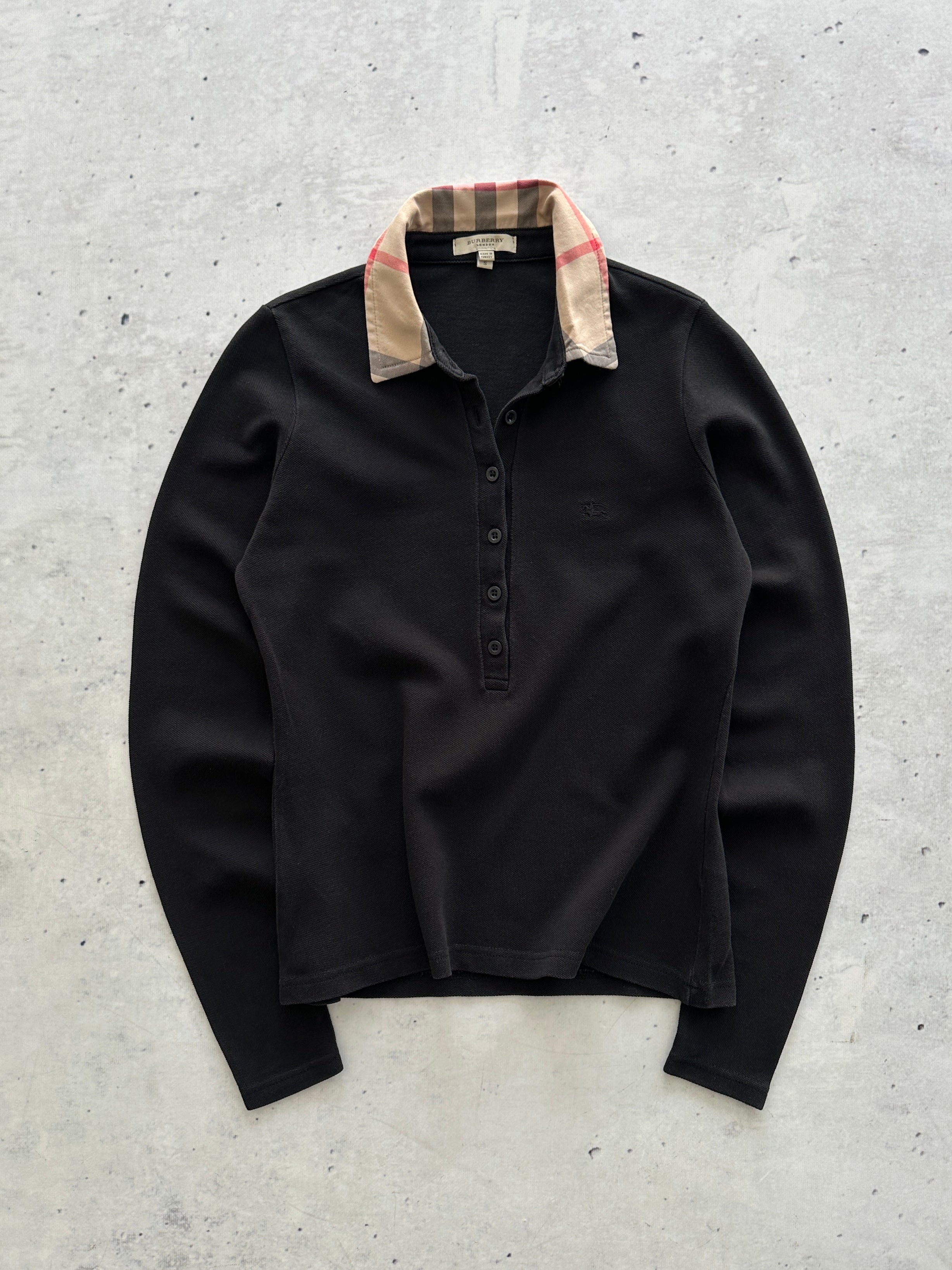 Burberry Nova Check Long Sleeve Polo Shirt (Women's S)