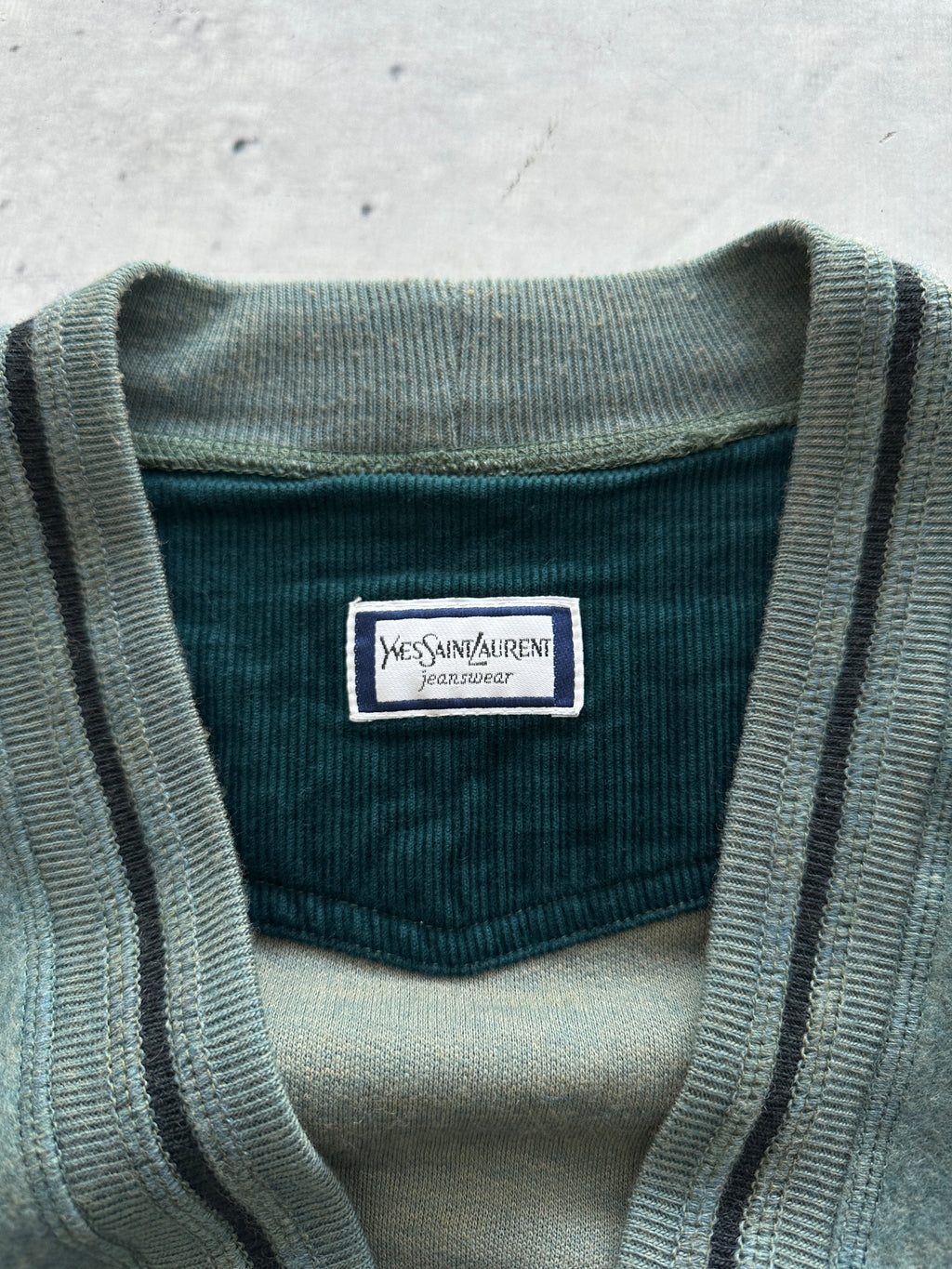 Vintage YSL Wool / Fleece Embroidered Logo Cardigan (L)