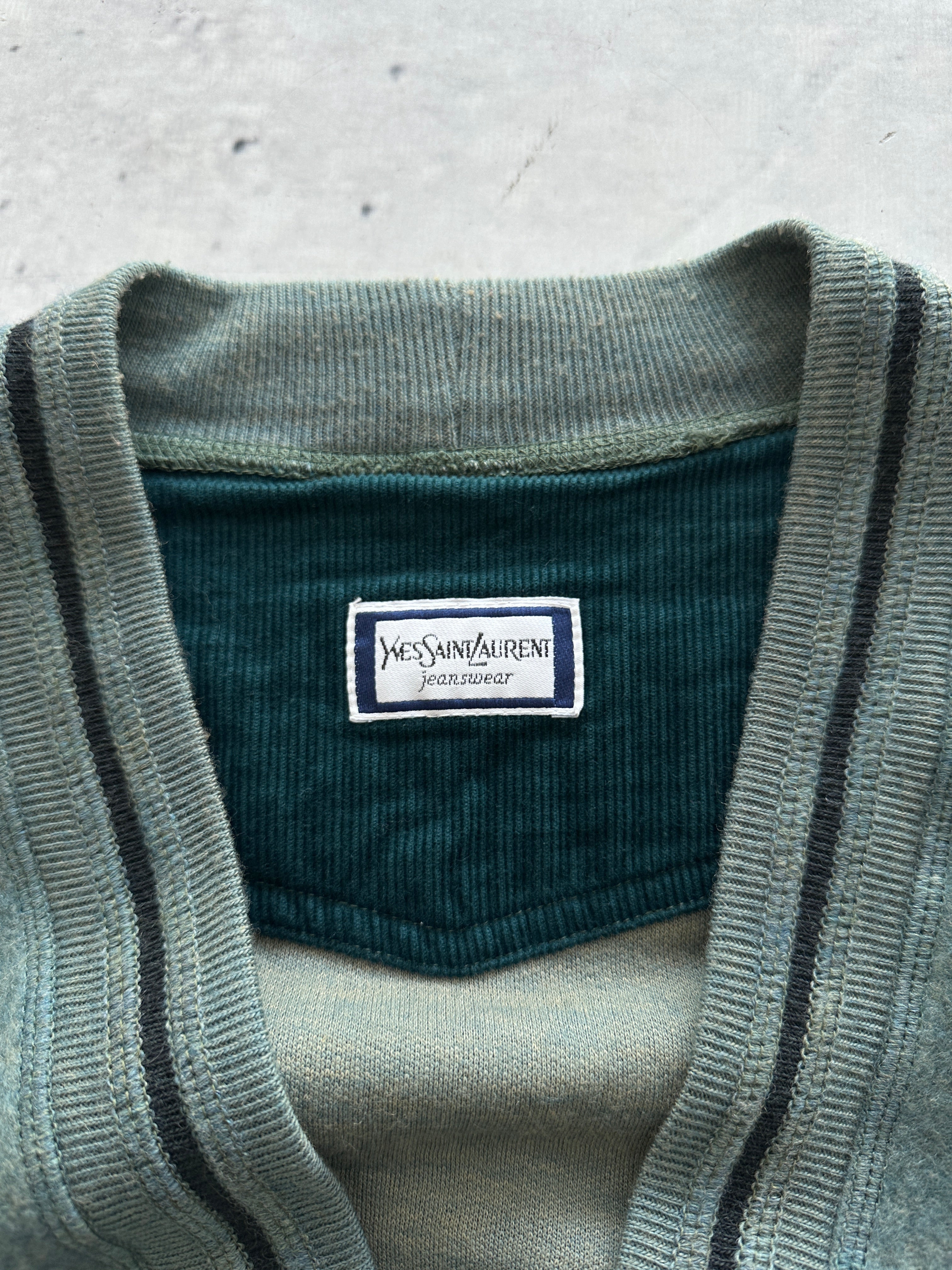 Vintage YSL Wool / Fleece Embroidered Logo Cardigan (L)