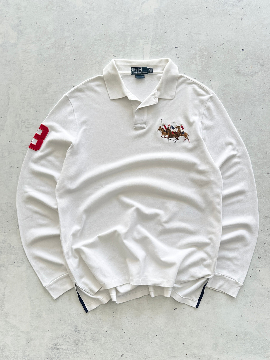 Ralph Lauren Triple Pony Big Logo Long Sleeve Polo Shirt (XL)