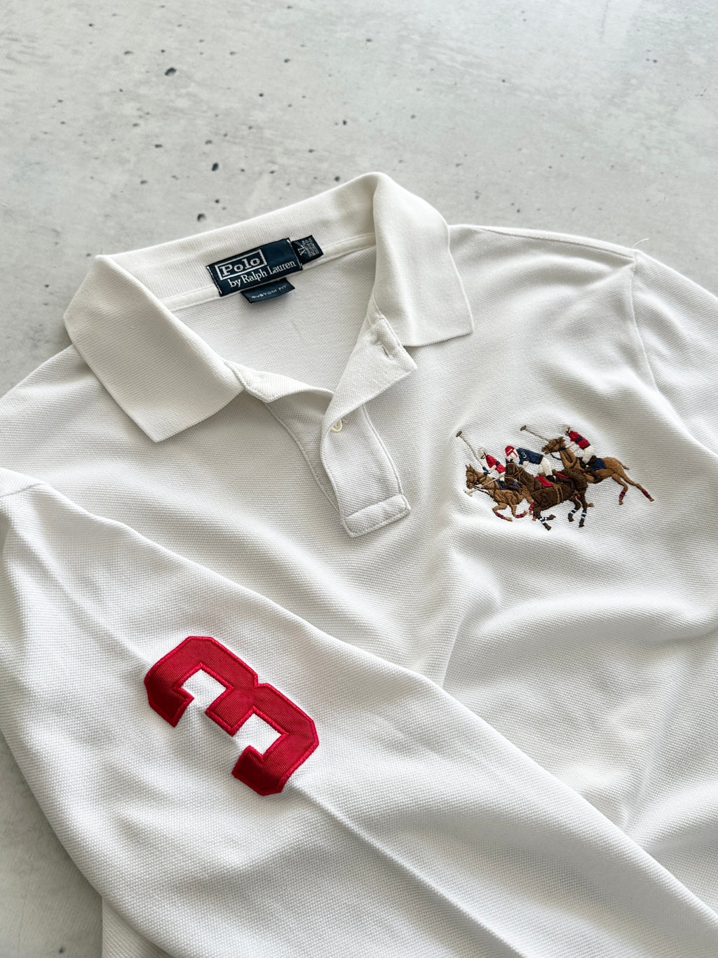Ralph Lauren Triple Pony Big Logo Long Sleeve Polo Shirt (XL)