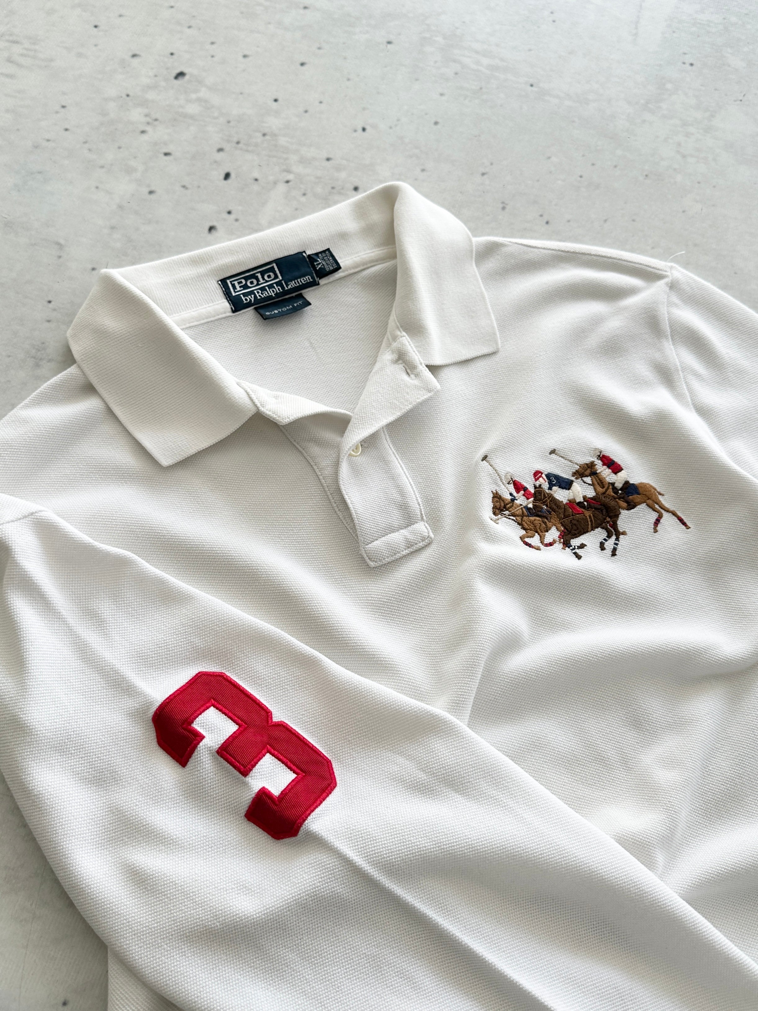 Ralph Lauren Triple Pony Big Logo Long Sleeve Polo Shirt (XL)