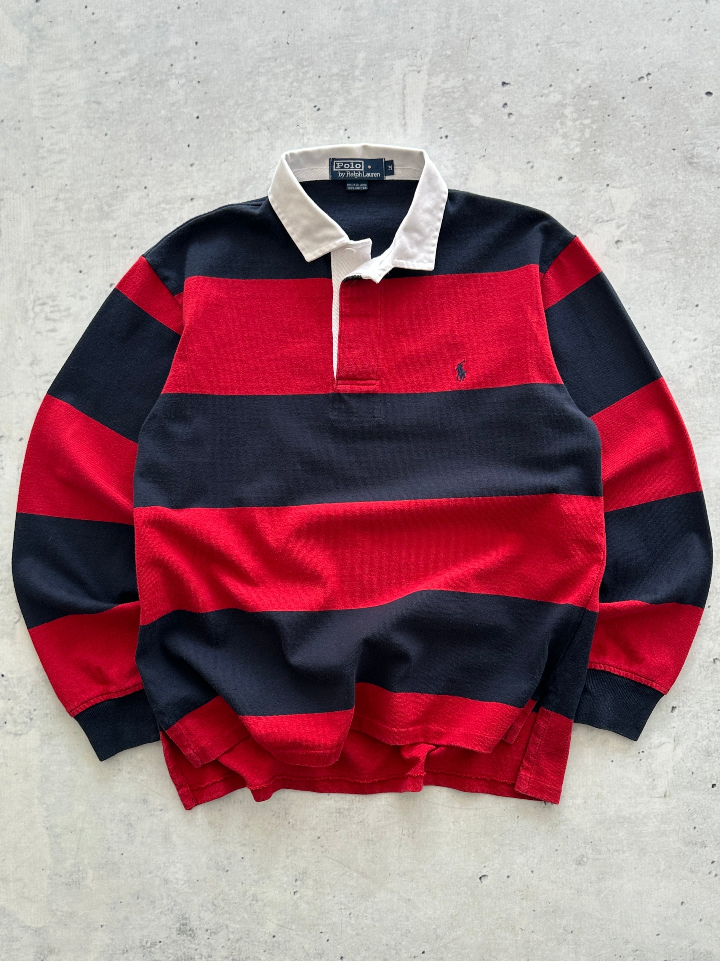 90's Ralph Lauren Heavyweight Stripe Rugby Shirt (M)