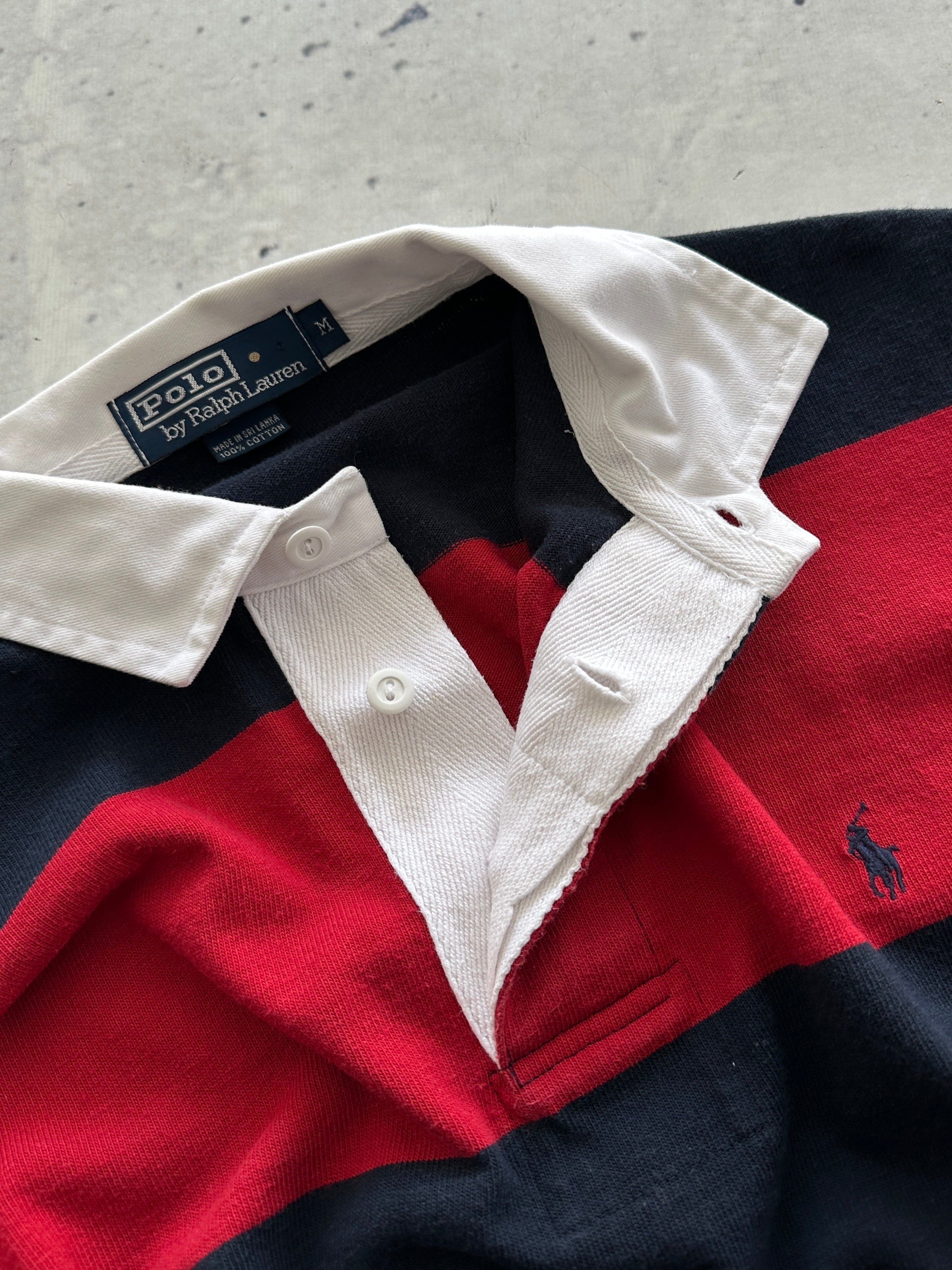 90's Ralph Lauren Heavyweight Stripe Rugby Shirt (M)