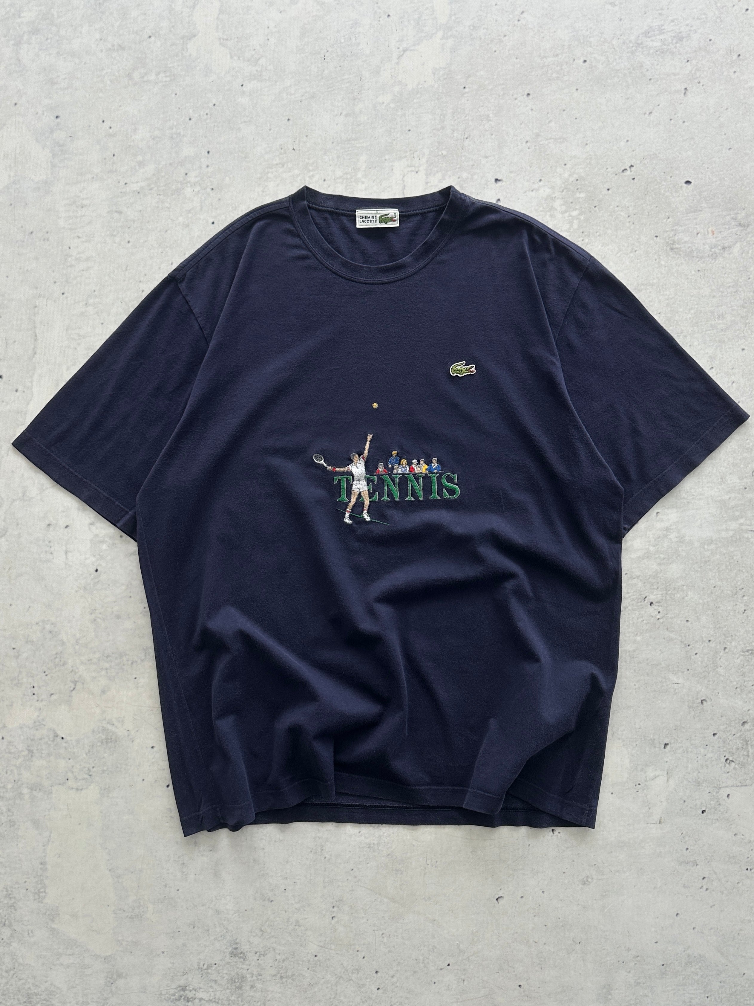 80's Chemise Lacoste Embroidered Tennis T Shirt (XL)